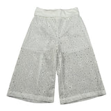 M+E' Pantalone Palazzo tinta unita In Pizzo Sangallo Bianco per Bambina UE1801 BIANCO M+E' 
