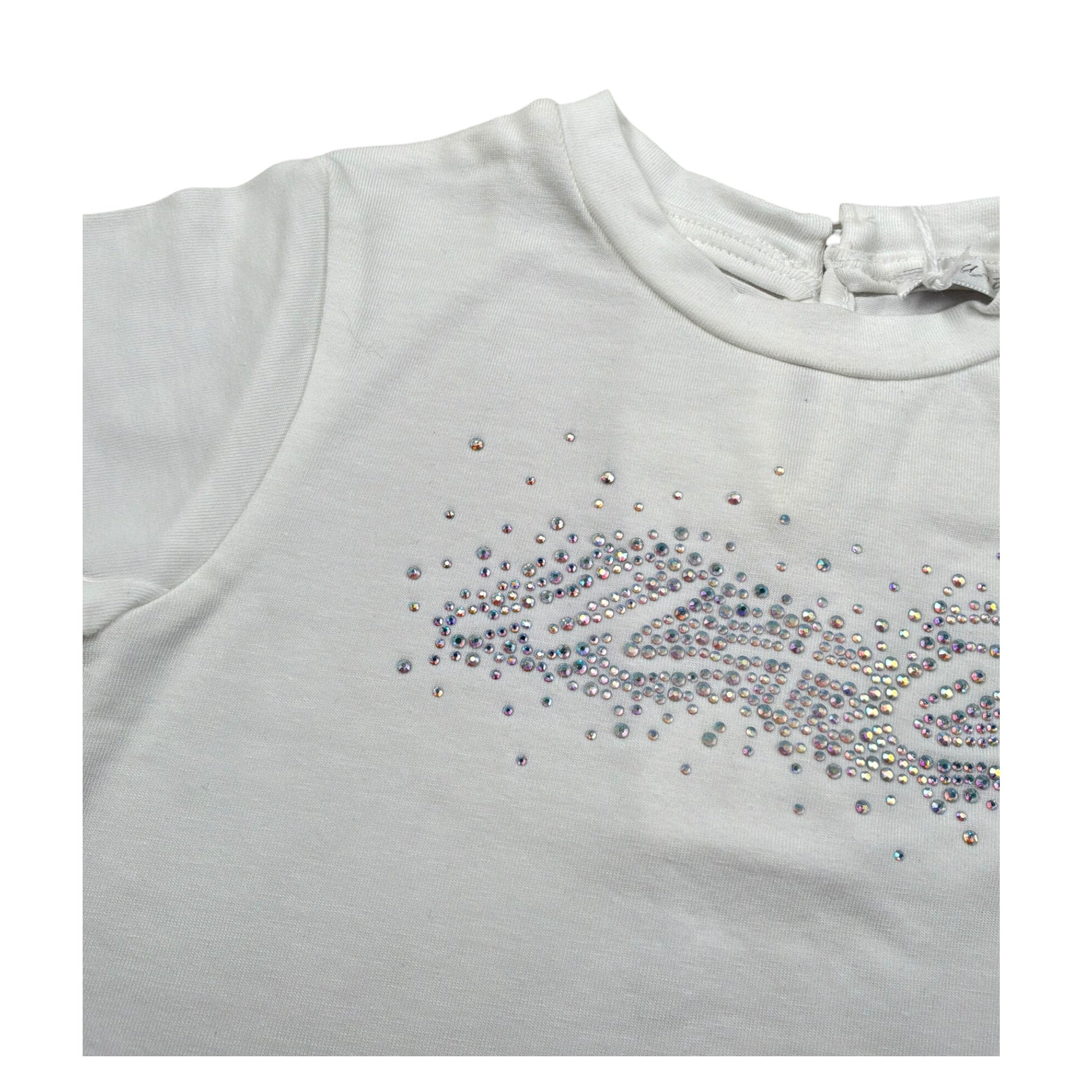 M+E' T-Shirt Girocollo tinta unita con Brillantini Panna per Bambina UE1817 PANNA M+E' 