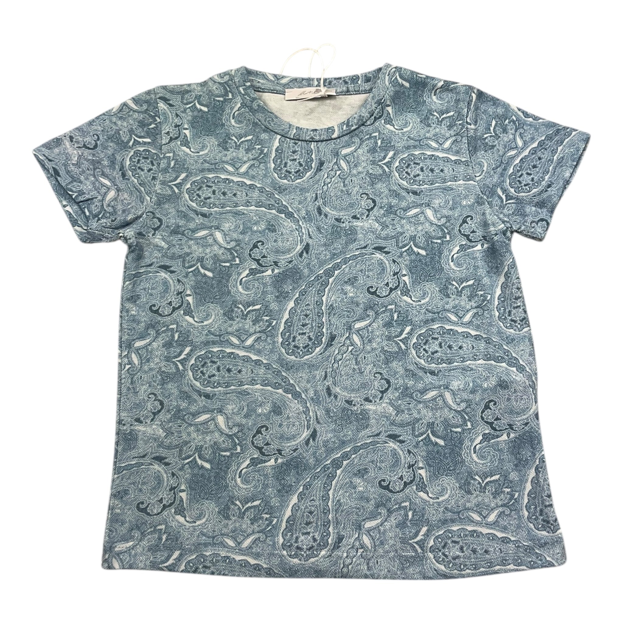 M+E' T-Shirt Girocollo Tinta Unita con Stampe per Bambino UEM0561 AZZURRO M+E' 