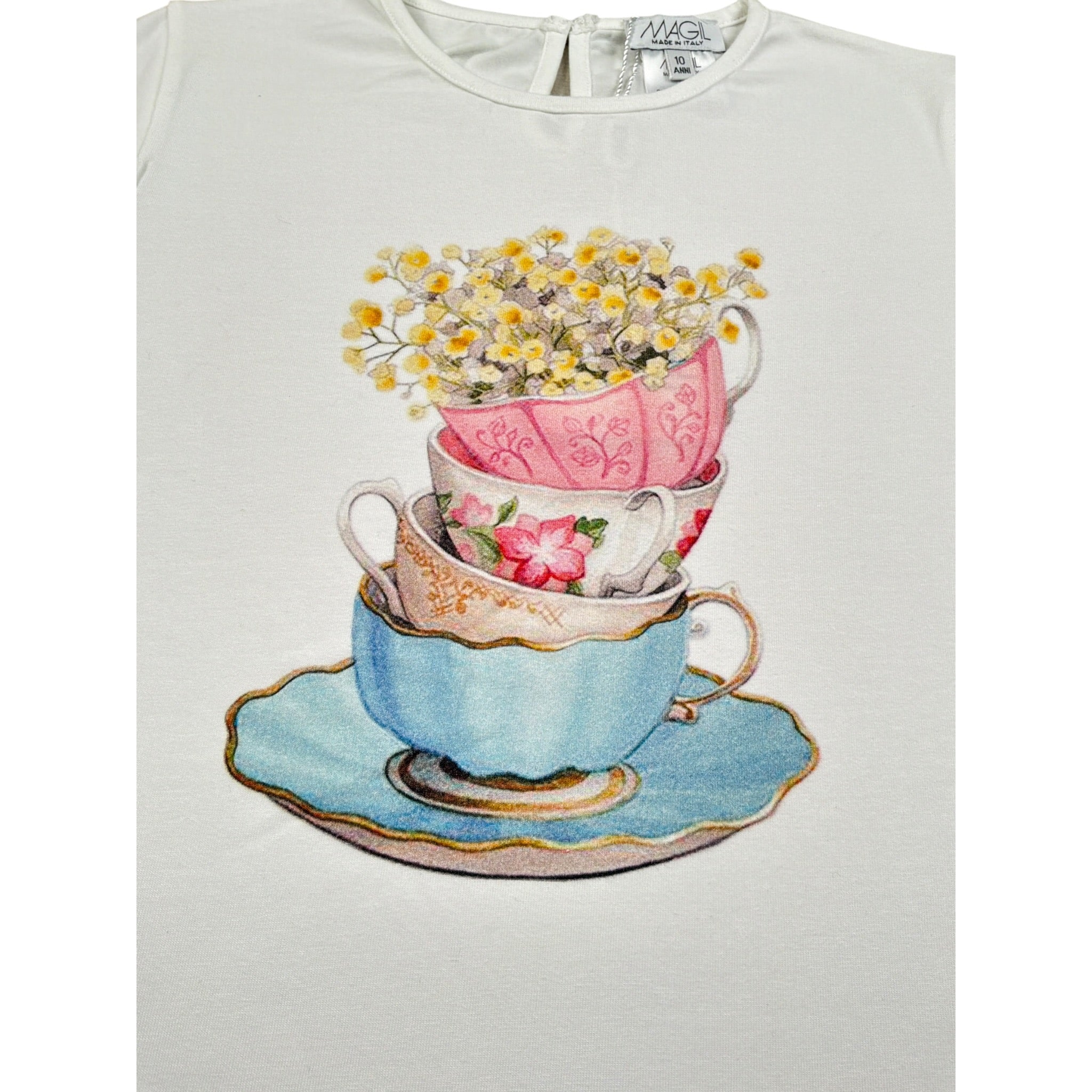 Magil T-Shirt Girocollo tinta unita con Stampa Panna per Neonata FN26070N PANNA MAGIL 