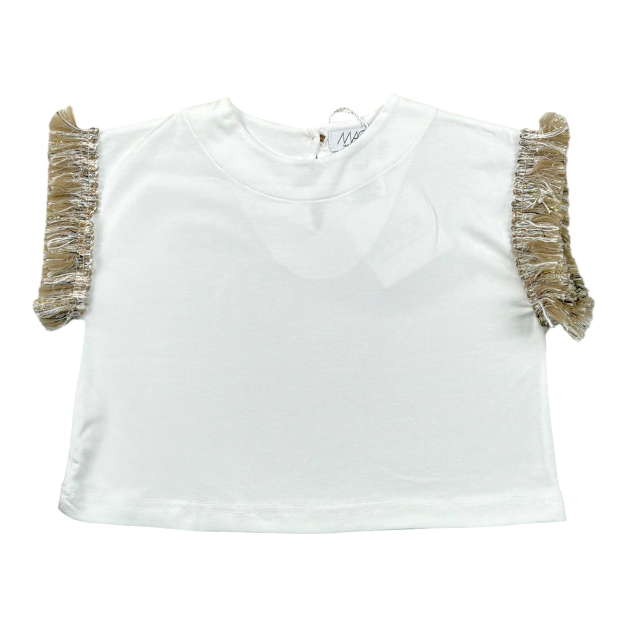 Magil T-Shirt Tinta Unita con Frange per Neonata FN26165 BIANCO MAGIL 