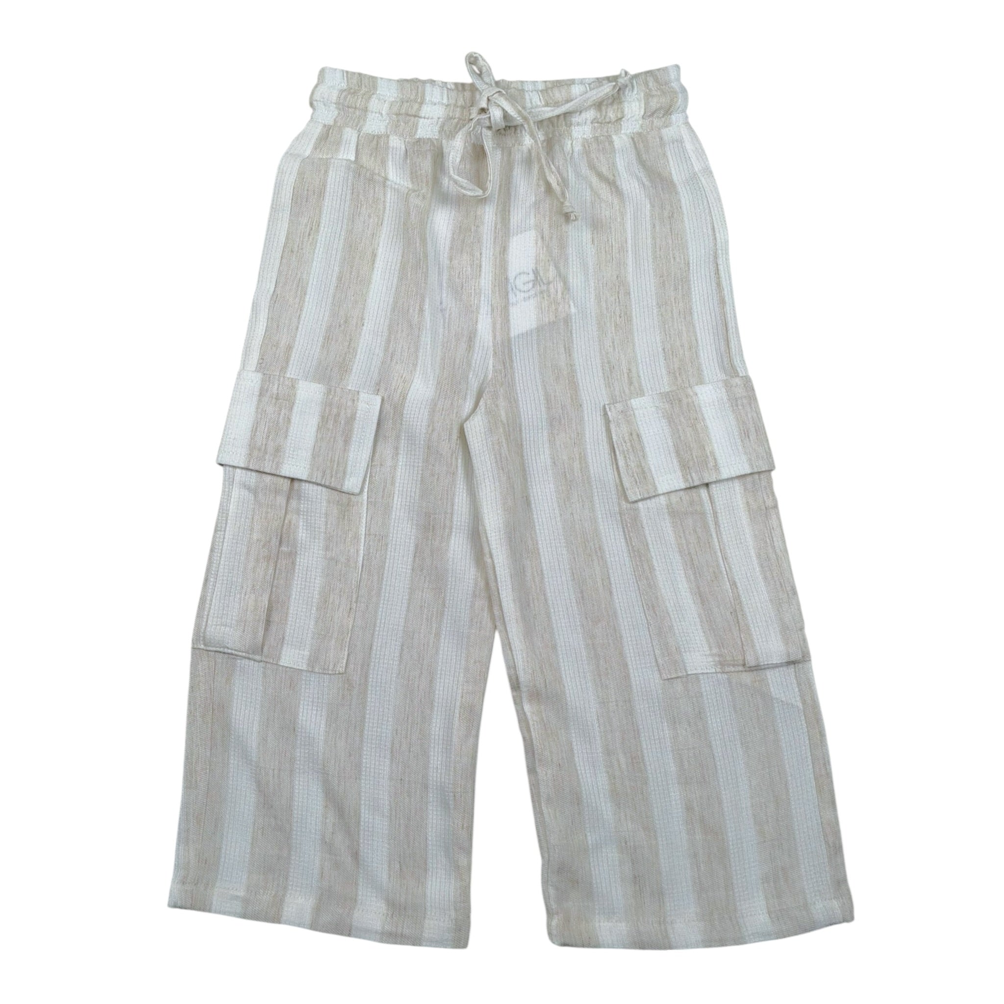 Magil Pantalone Bicolore Fantasia A Righe per Bambina HM25001 BIANCO/BEIGE MAGIL 