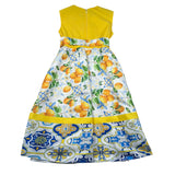 Magnifica Lulu Abito Cerimonia Giromanica Tinta Unita con Stampe per Bambina RUOTAA GIALLO MAGNIFICA LULU 