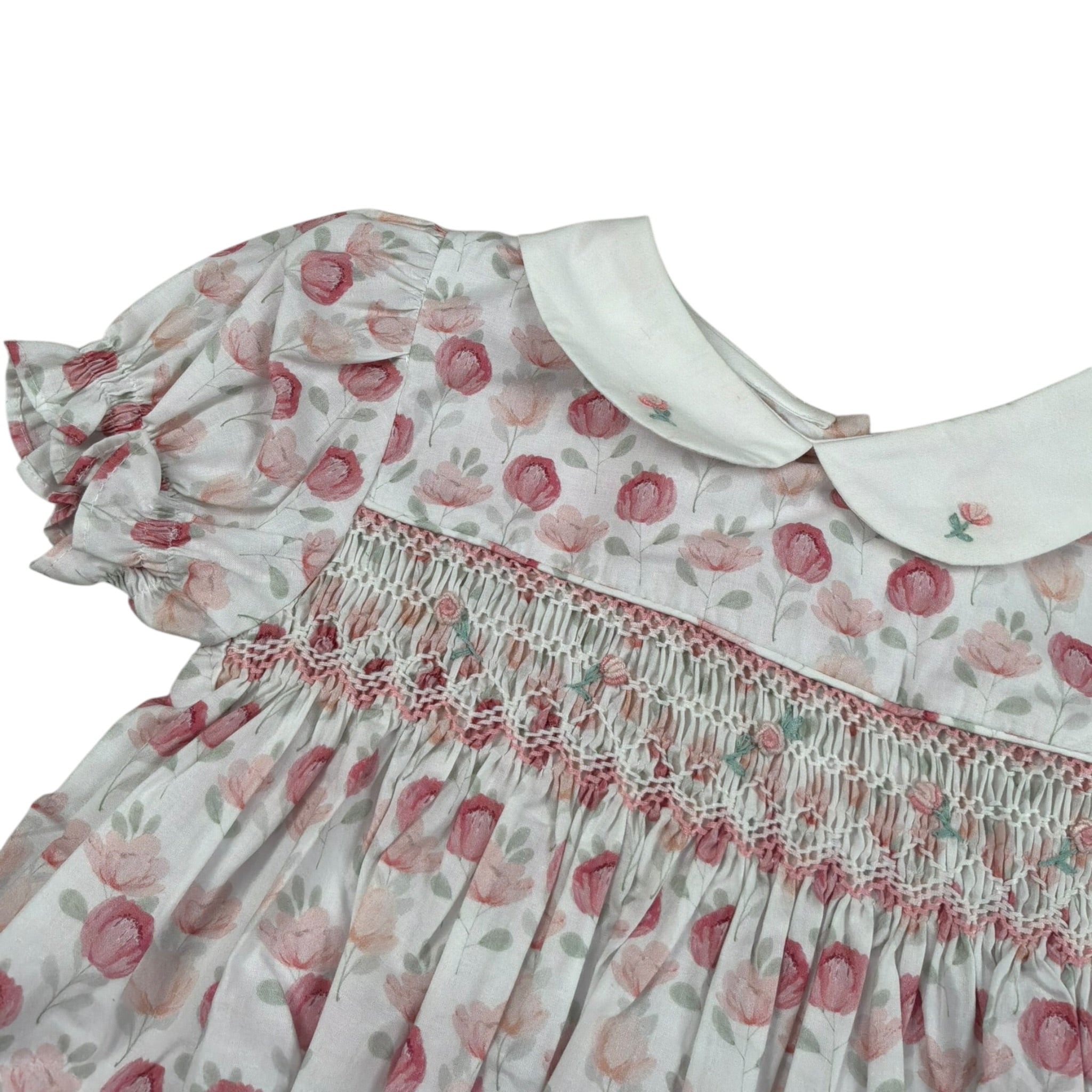Malvi & Co Abito Mezza Manica tinta unita Fantasia Floreale Bianco per Neonata S24N135VEPS BIANCO MALVI & CO 