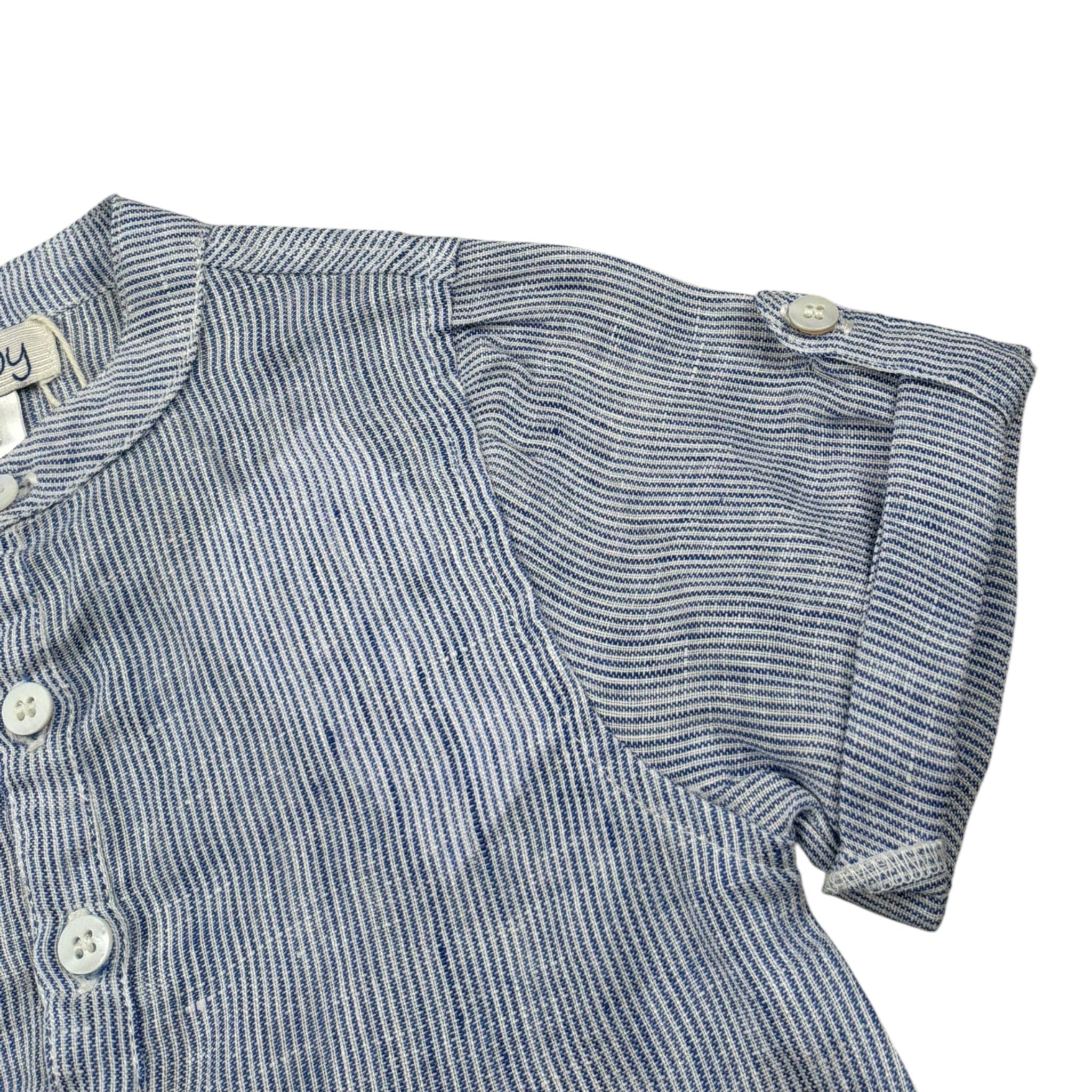 Malvi & Co Camicia Mezza Manica tinta unita con Fantasia A Righe Azzurro per Neonato S25B214CALR AZZURRO MALVI & CO 