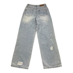 Manila Grace Jeans Tinta Unita con Strappi per Bambina 198PMJS25 AZZURRO MANILA GRACE 