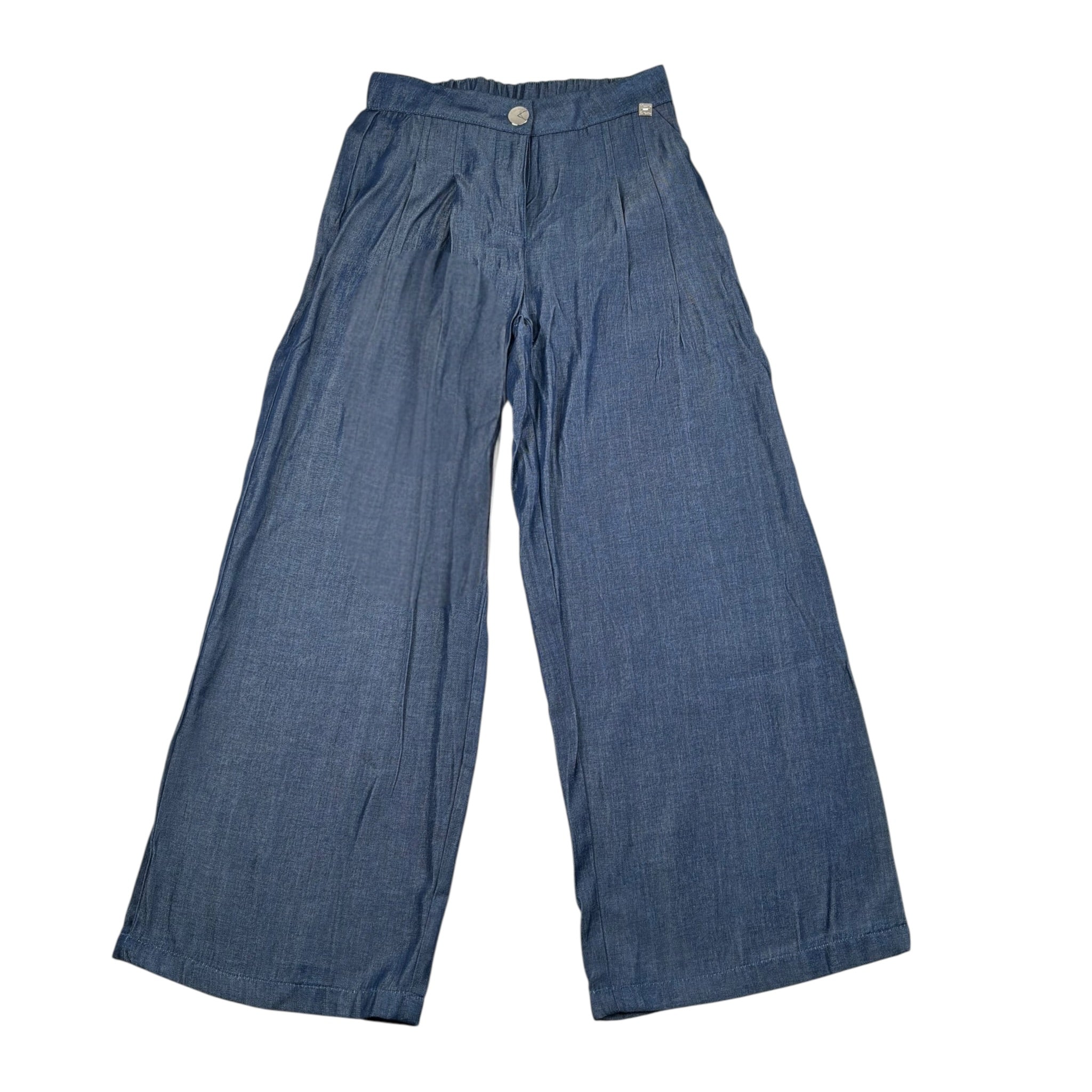 Manila Grace Pantalone Tinta Unita Modello Palazzo per Bambina MG2630 BLU MANILA GRACE 