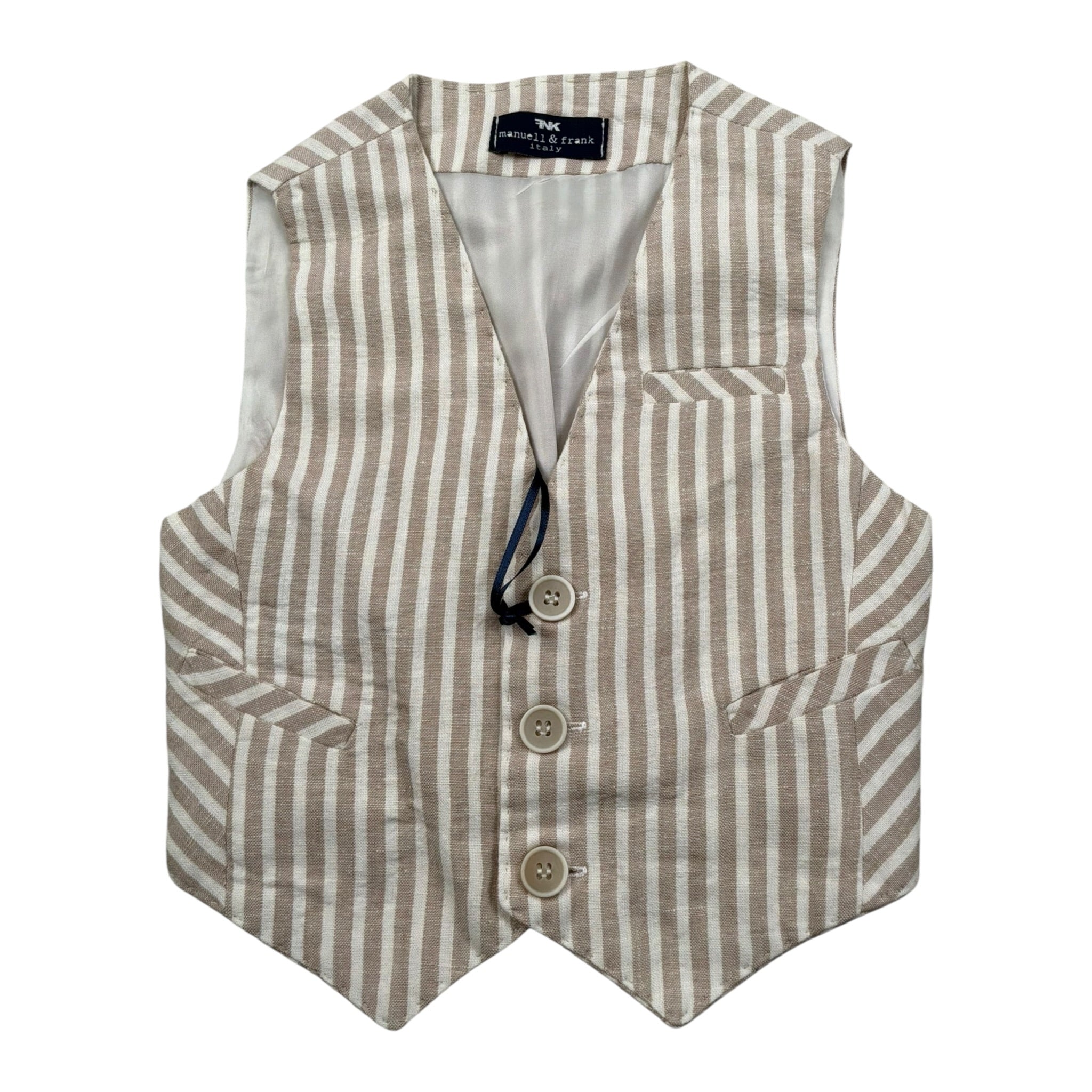 Manuel & Frank Gilet Tinta Unita con Bottoni E Fantasia A Righe per Neonato MF5155N BEIGE MANUEL & FRANK 