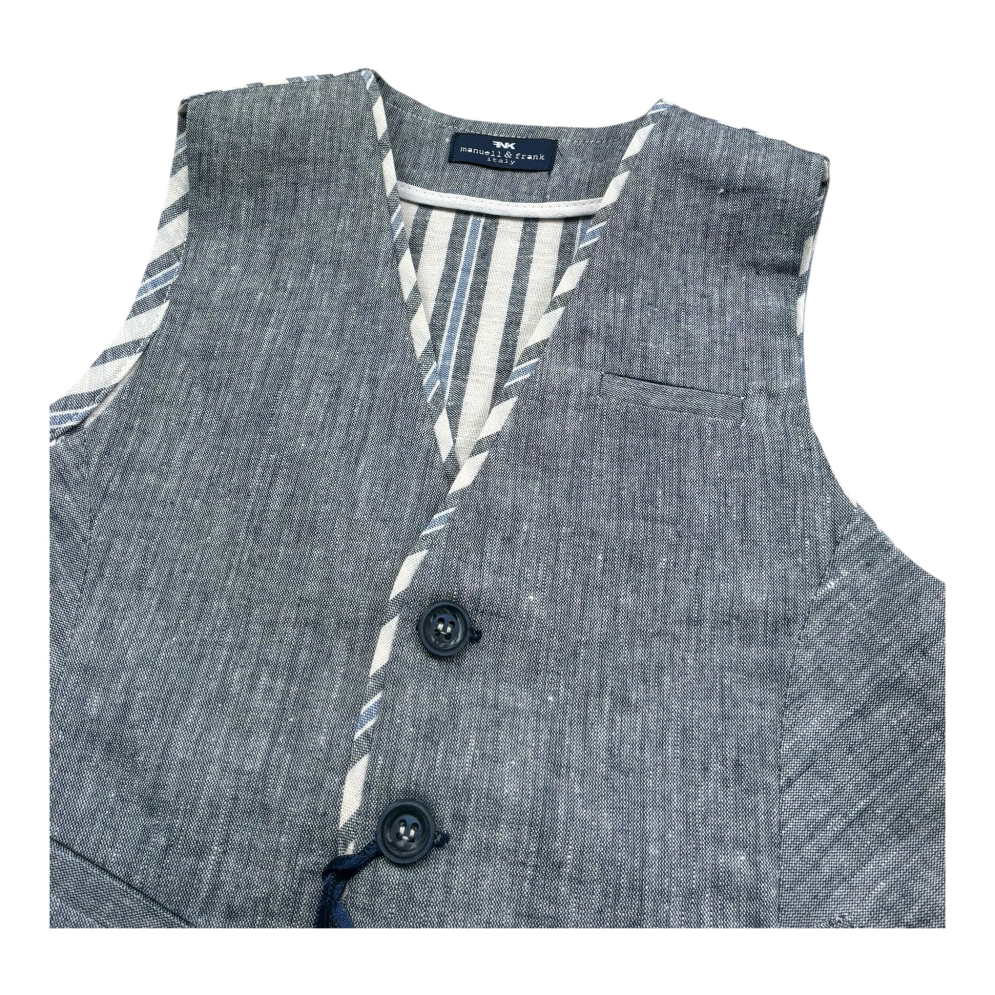 Manuel & Frank Gilet Tinta Unita con Fantasia A Righe per Bambino MF5192B GRIGIO MANUEL & FRANK 