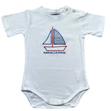 Manuel & Frank Body Mezza Manica Tinta Unita con Ricamo per Neonato MF7222I BIANCO MANUEL & FRANK 