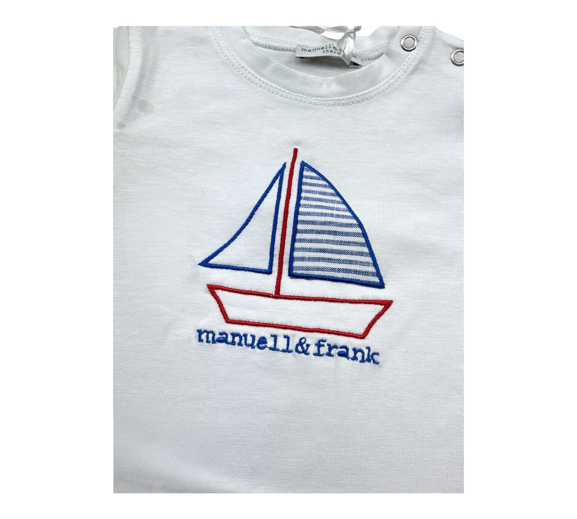 Manuel & Frank Body Mezza Manica Tinta Unita con Ricamo per Neonato MF7222I BIANCO MANUEL & FRANK 