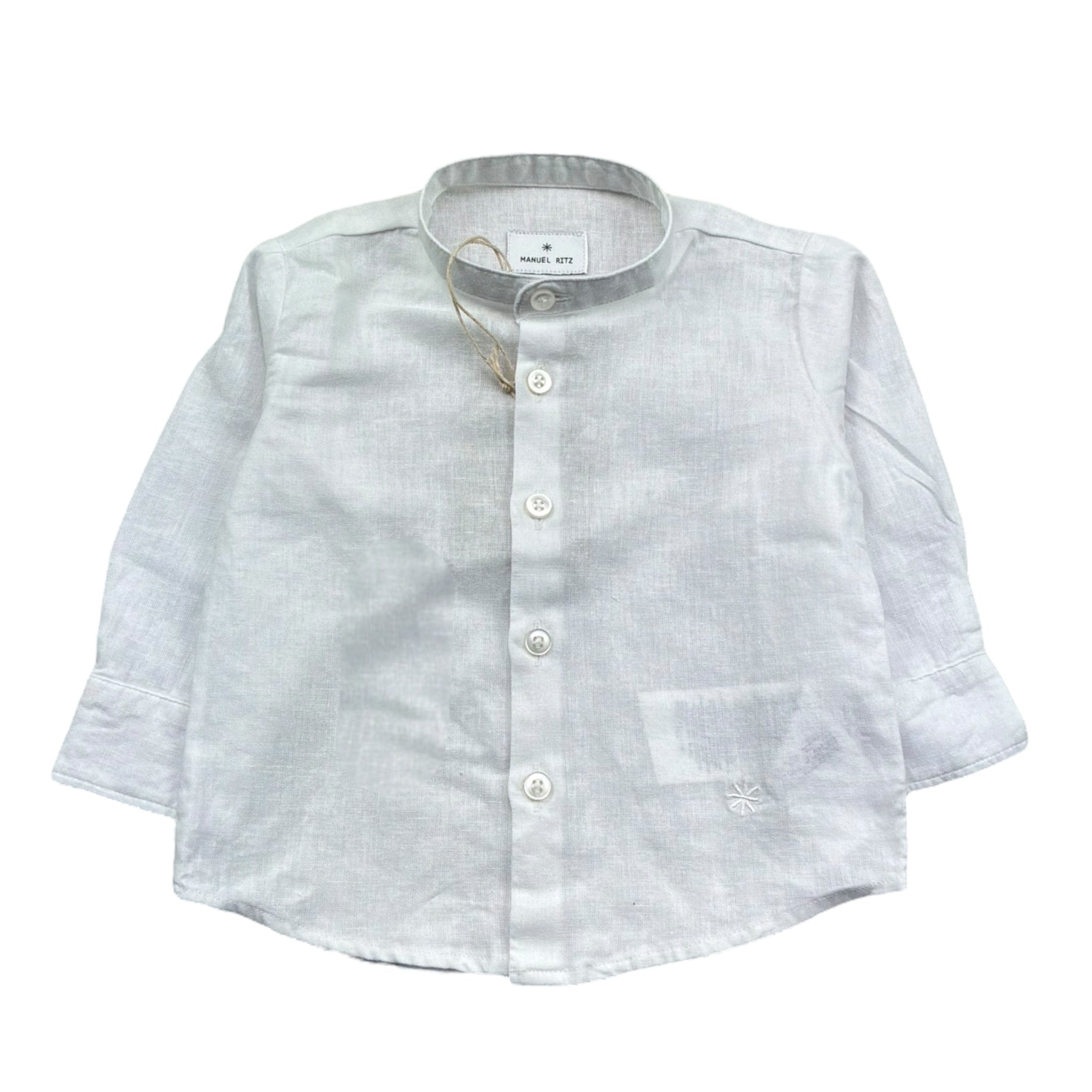 Manuel Ritz Camicia Manical Unga Tinta Unita Collo Coreano per Neonato MR2980 BIANCO MANUEL RITZ 