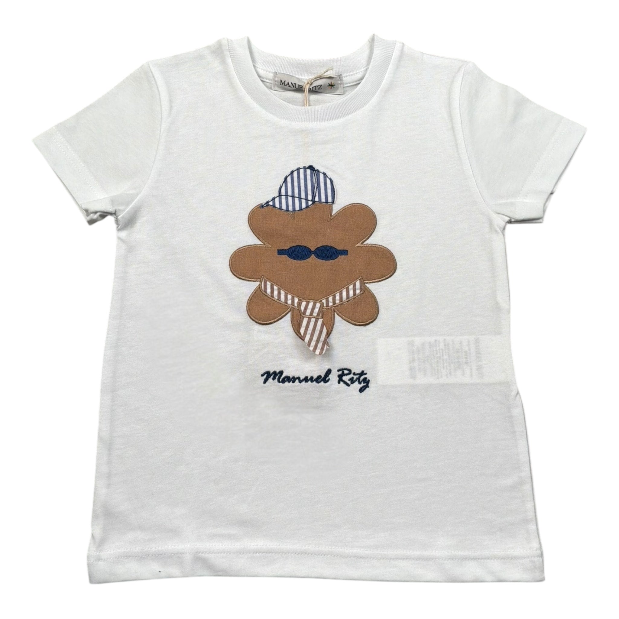 Manuel Ritz T-Shirt Girocollo Tinta Unita con Stampa per Bambino MR3107 BIANCO MANUEL RITZ 