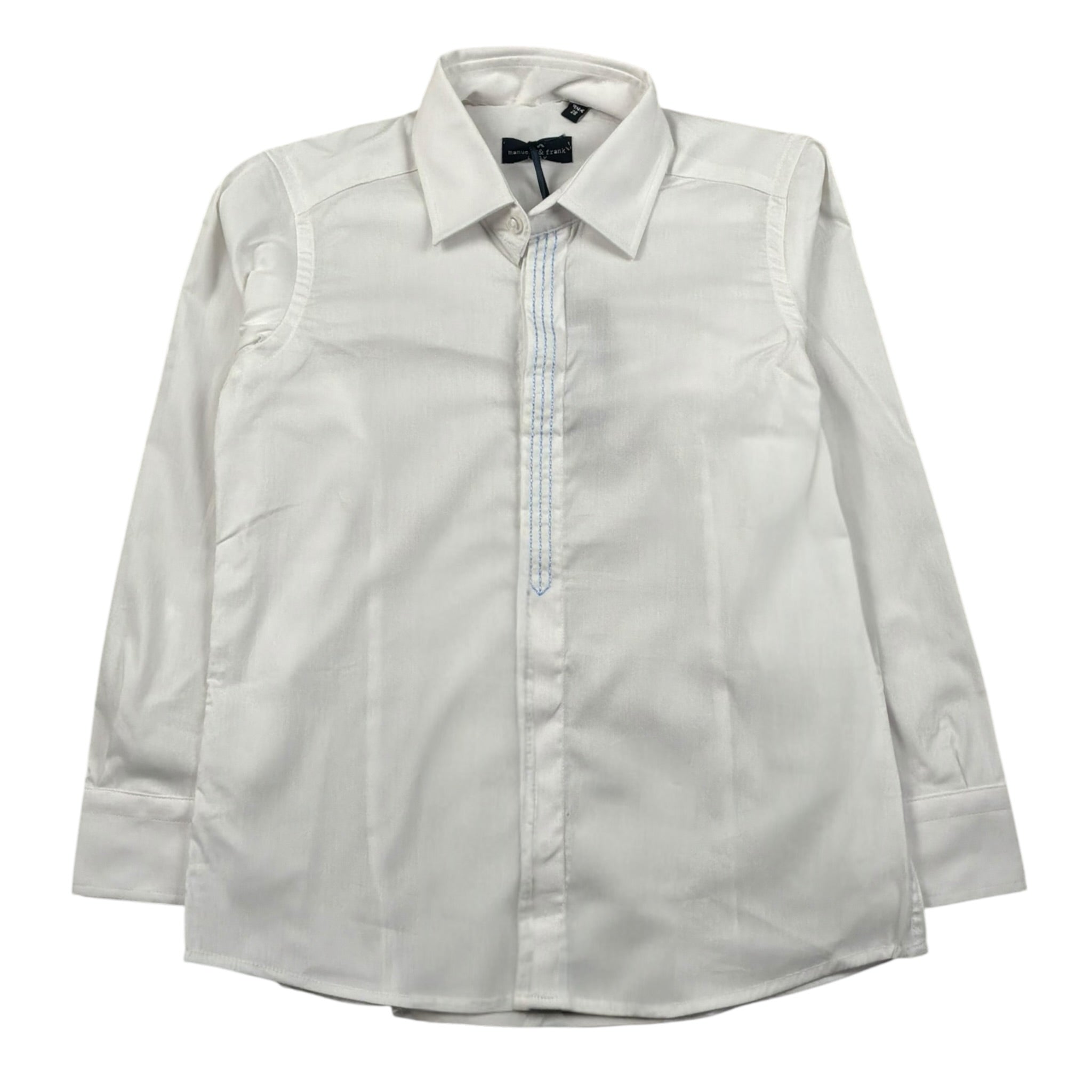 Manuell & Frank Camicia Manica Lunga Tinta Unita per Bambino MF3404B BIANCO MANUELL & FRANK 