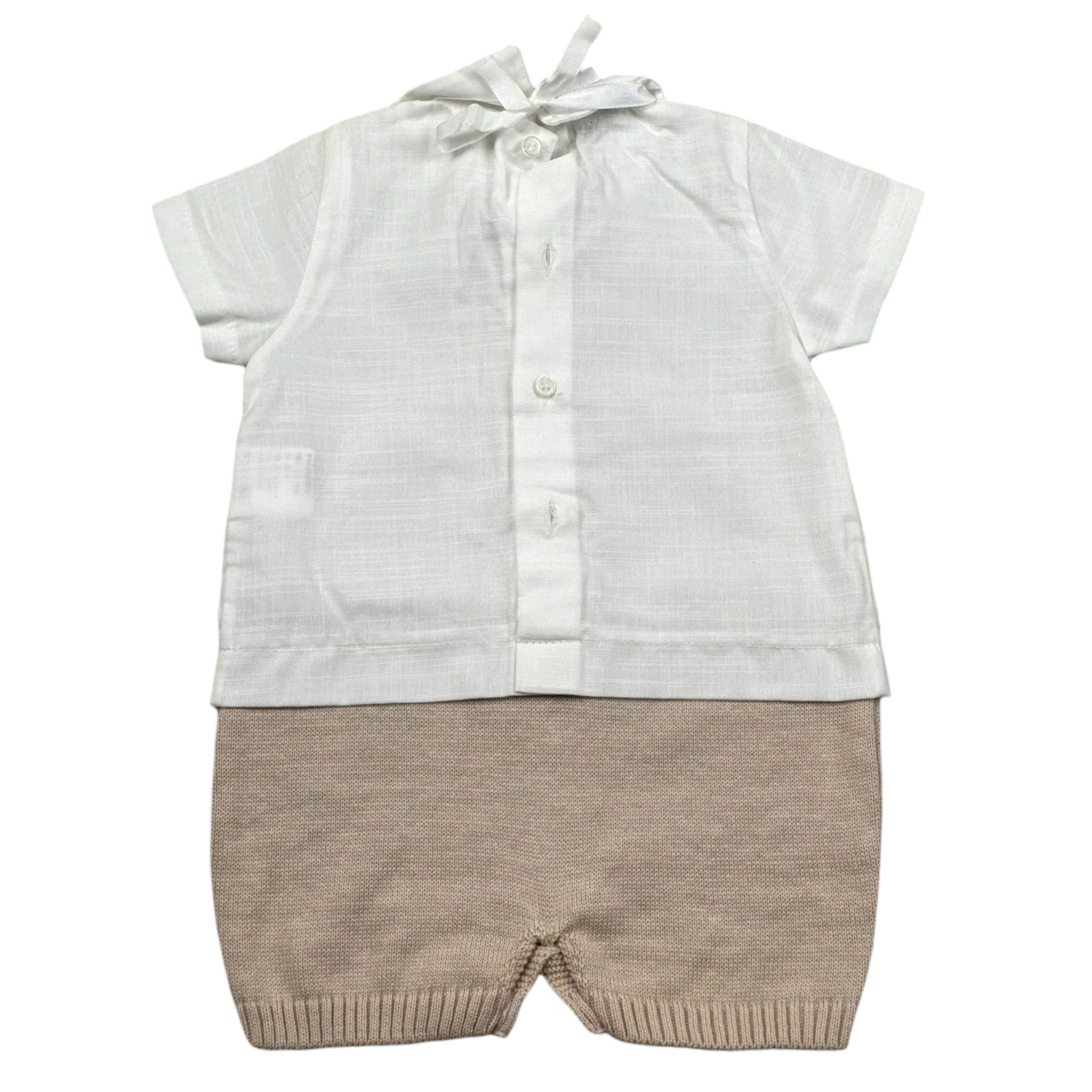 Marlu' Pagliaccetto Mezza Manica Bicolore per Neonato EB5223 BIANCO/BEIGE MARLU' 