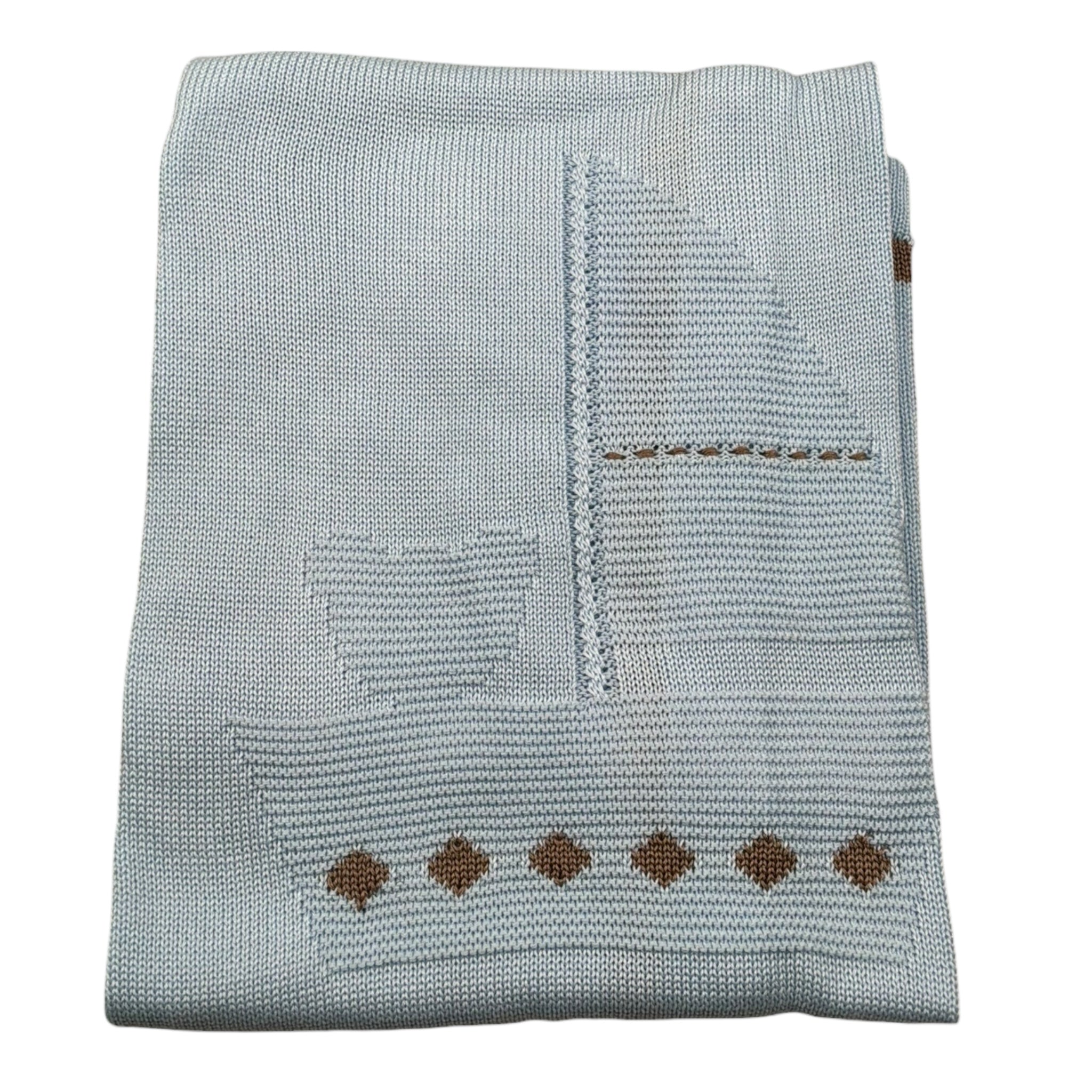 Marlu' Coperta Tinta Unita con Ricami per Neonato EL6680 AZZURRO MARLU' 