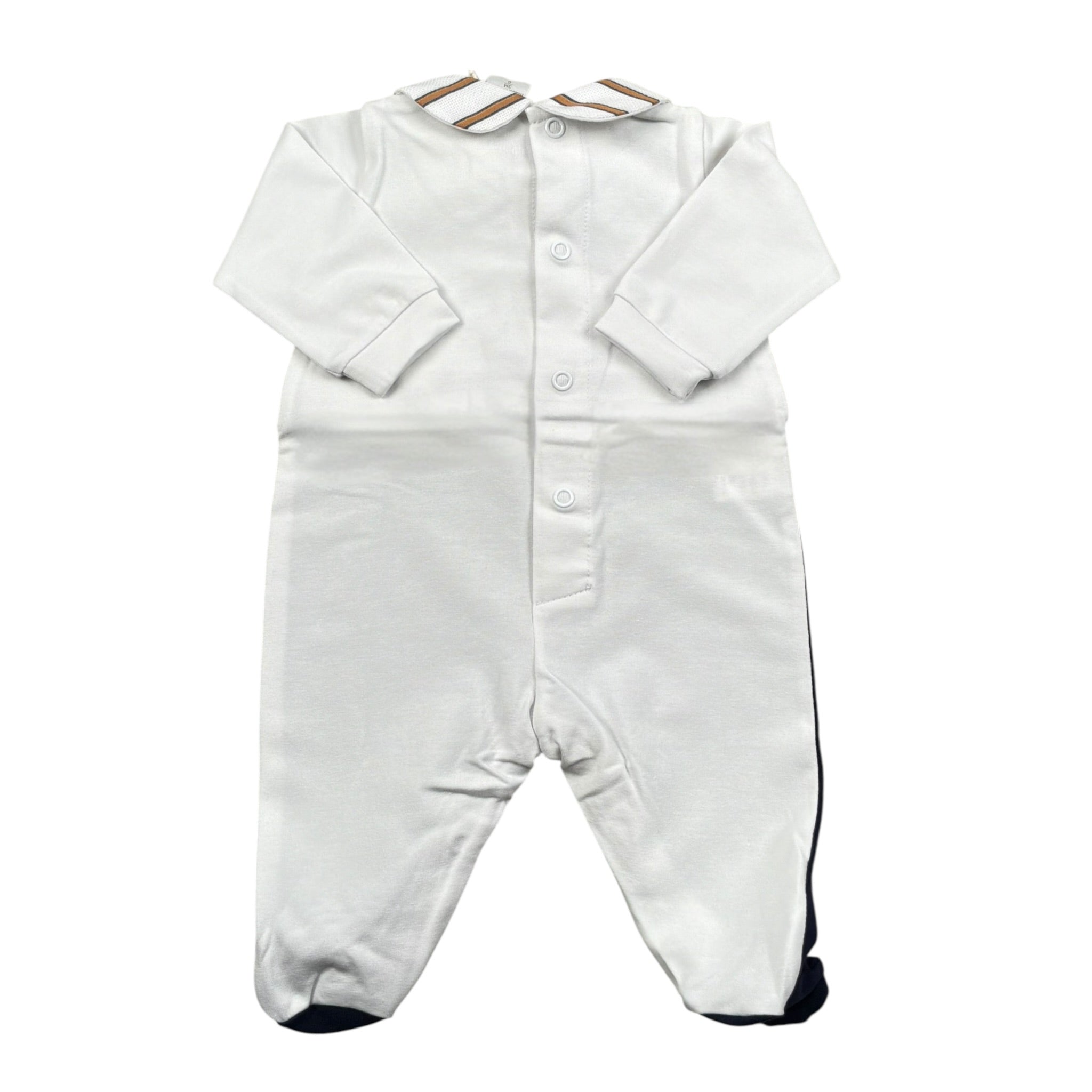 Marlu' Tutina Tinta Unita con Fantasia A Righe per Neonato ES5514 BIANCO MARLU' 