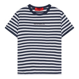 Max Mara T-Shirt Girocollo Fantasia A Righe con Logo per Bambina MX0162 BIANCO/BLU MAX MARA 