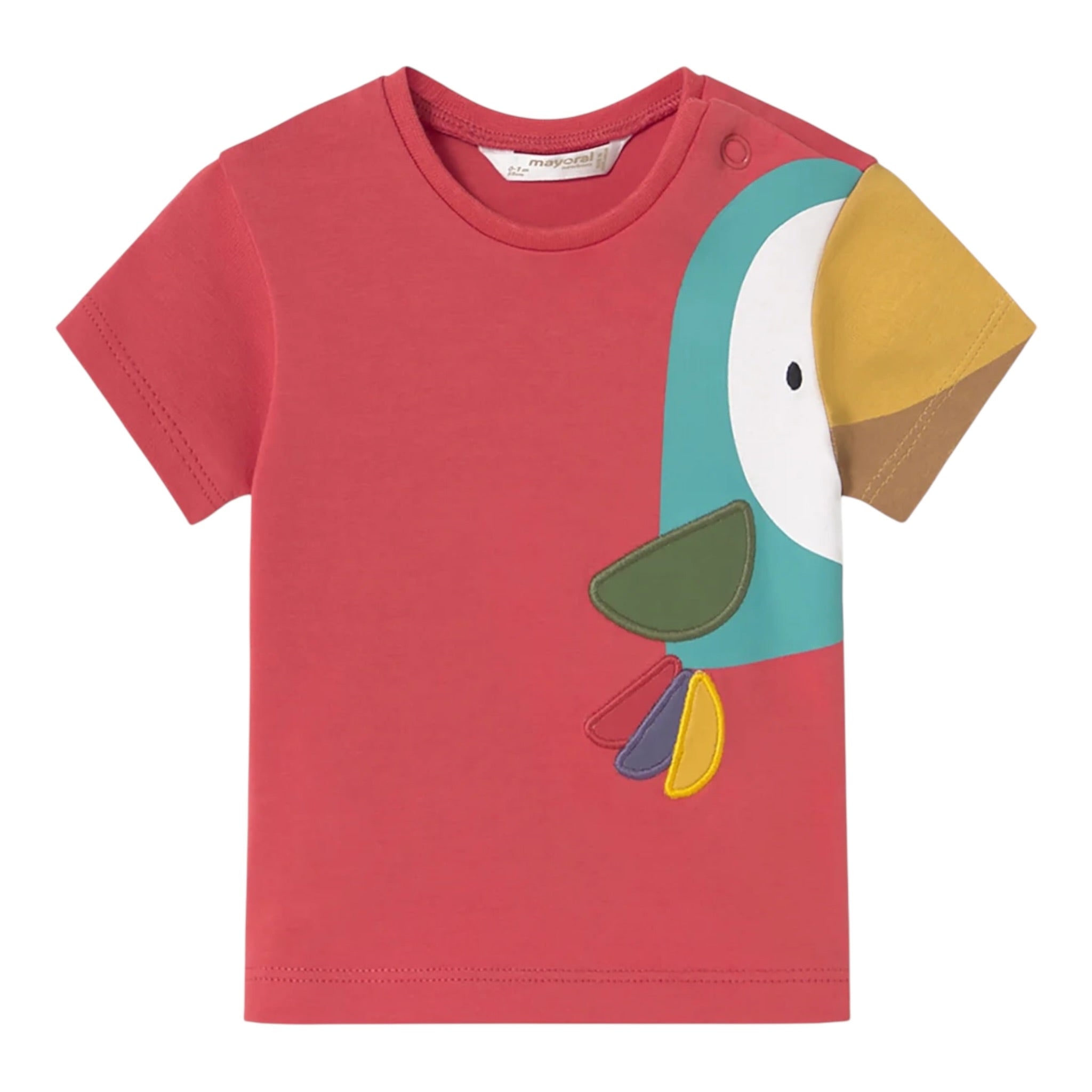 Mayoral T-Shirt Girocollo tinta unita con Stampa In Contrasto Rosso per Neonato 10377 ROSSO MAYORAL 