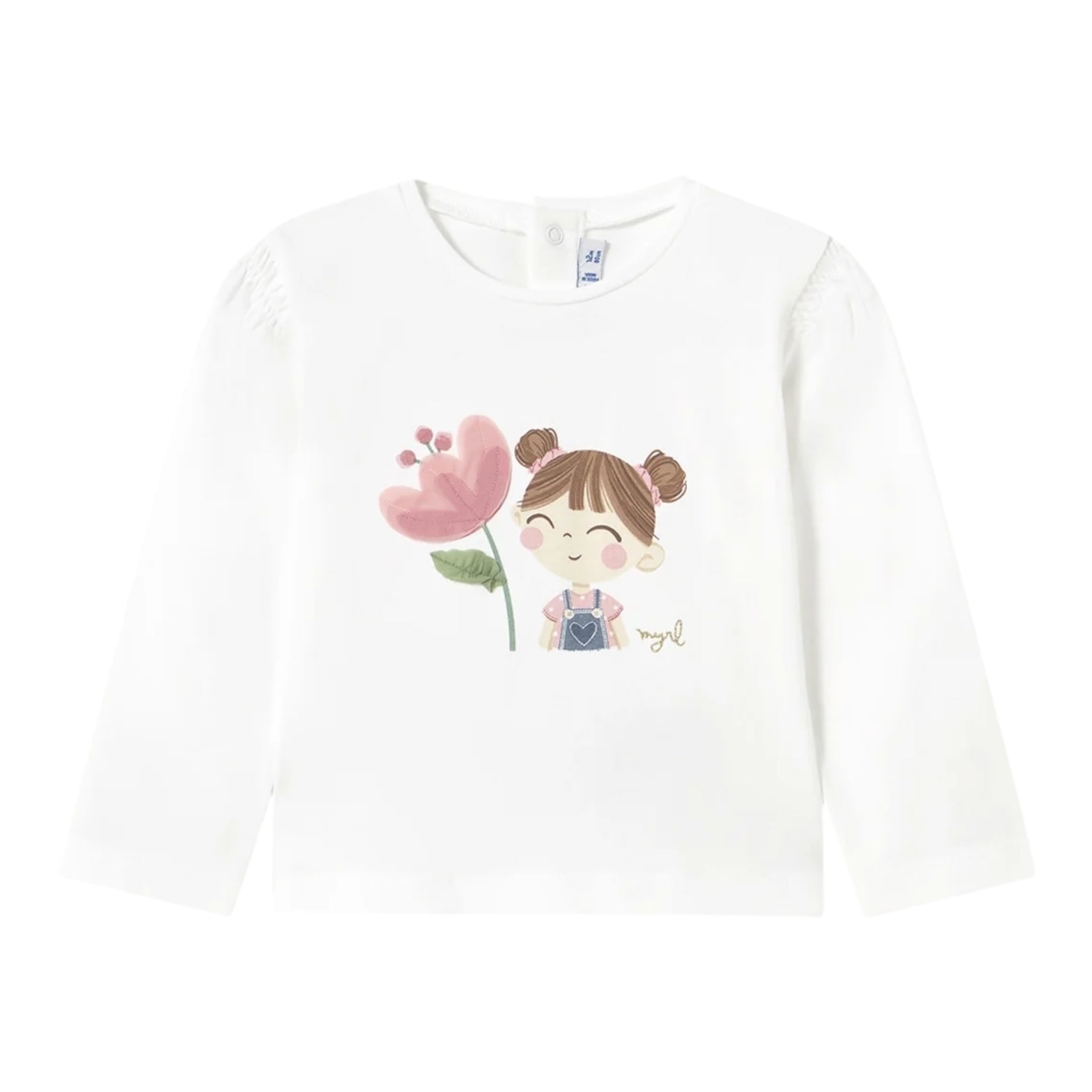 Mayoral Shirt Girocollo Tinta Unita con Stampa per Neonata 1050 BIANCO MAYORAL 