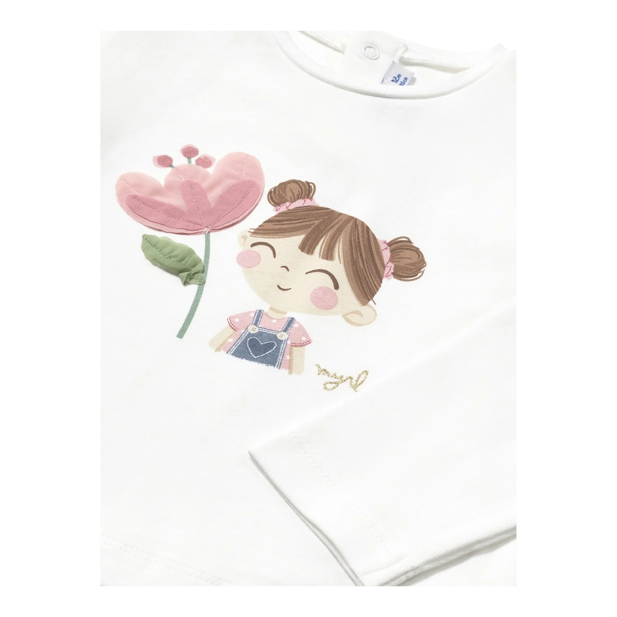 Mayoral Shirt Girocollo Tinta Unita con Stampa per Neonata 1050 BIANCO MAYORAL 