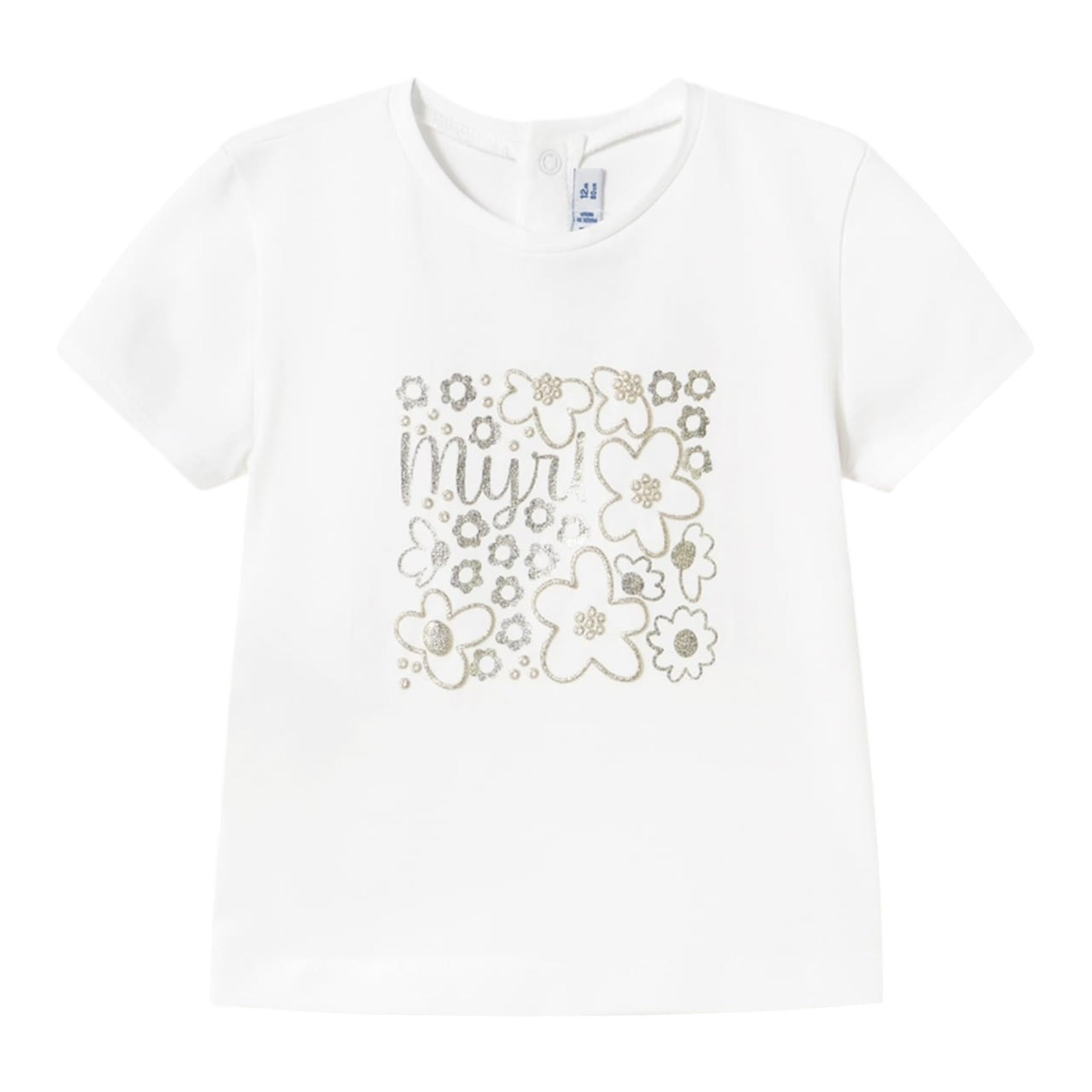 Mayoral T-Shirt Girocollo Tinta Unita con Stampa per Neonata 105N BIANCO MAYORAL 