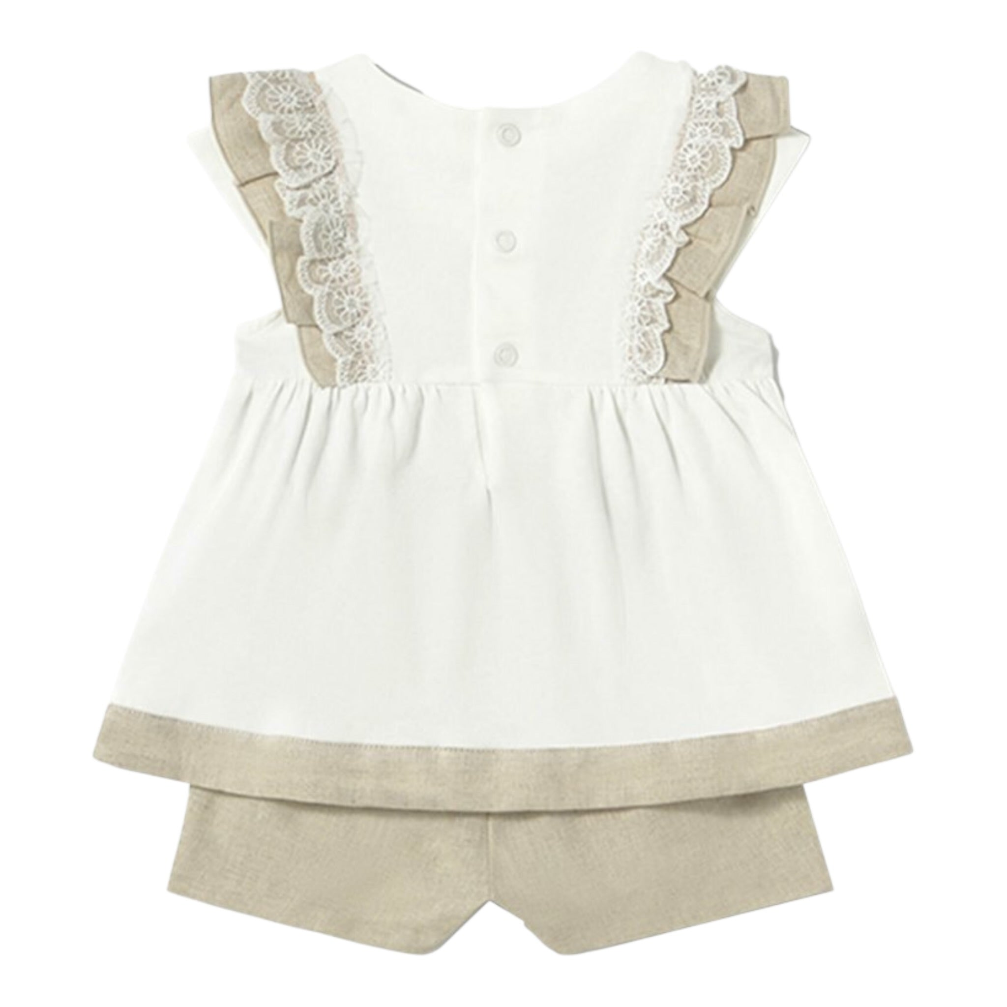 Mayoral Completo 2 Pezzi Camicia-Short Bicolore  per Neonata 1236N BIANCO/BEIGE MAYORAL 