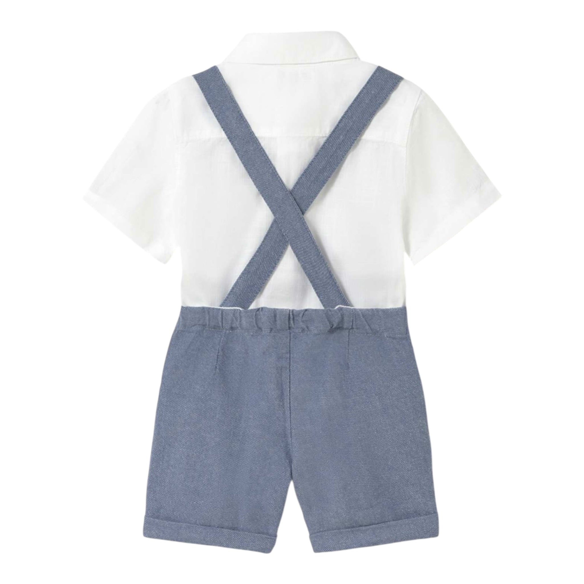 Mayoral Completo 2 Pezzi Camicia-Bermuda con Bretelle Bianco/Blu per Neonato 1250 BIANCO/BLU MAYORAL 