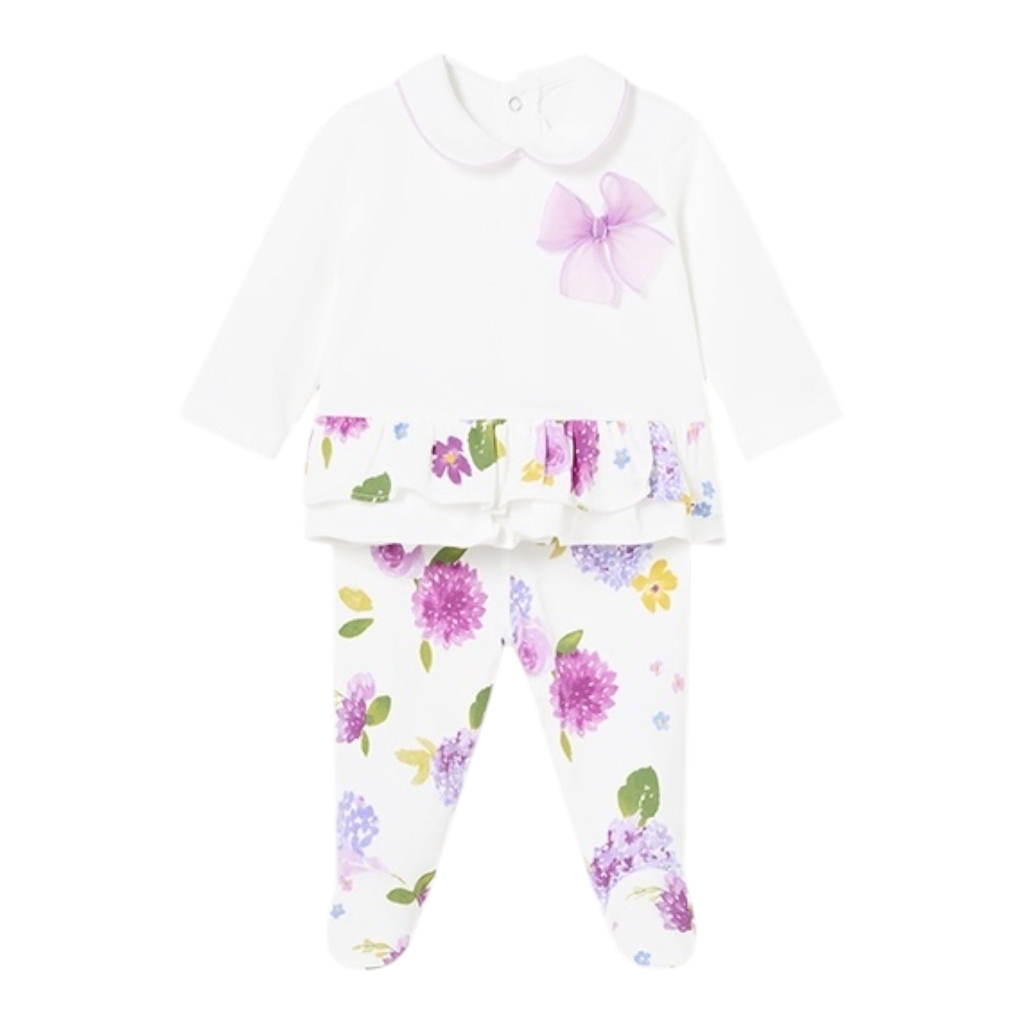 Mayoral Completo 2 Pezzi Shirt-Ghettina con Fantasia per Neonata 1530 BIANCO MAYORAL 