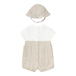 Mayoral Set Pagliaccetto Bicolore con Fantasia A Righe-Cappello per Neonato 1602 BIANCO/BEIGE MAYORAL 