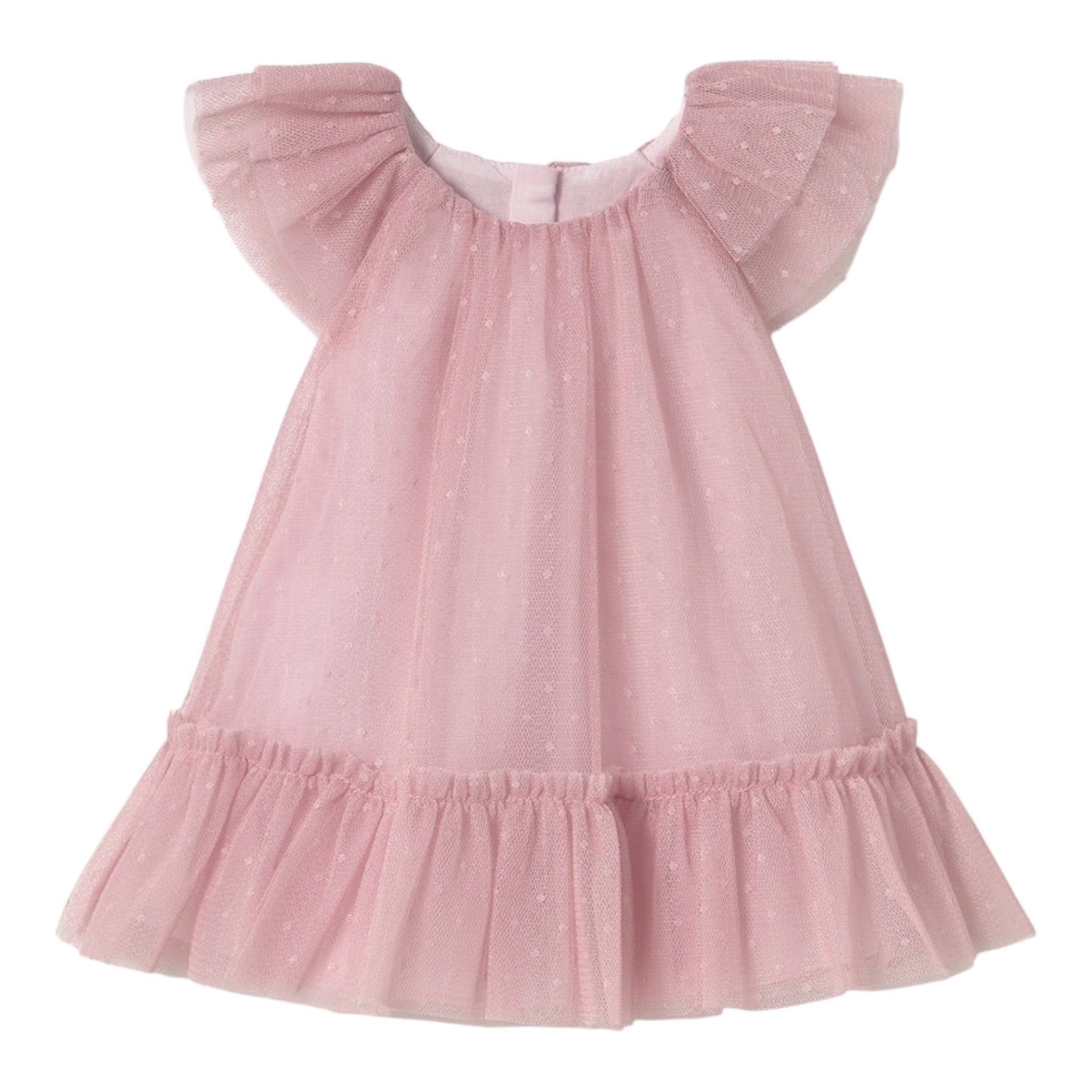 Mayoral Abito Giromanica Tinta Unita con Tulle per Neonata 1850 ROSA MAYORAL 