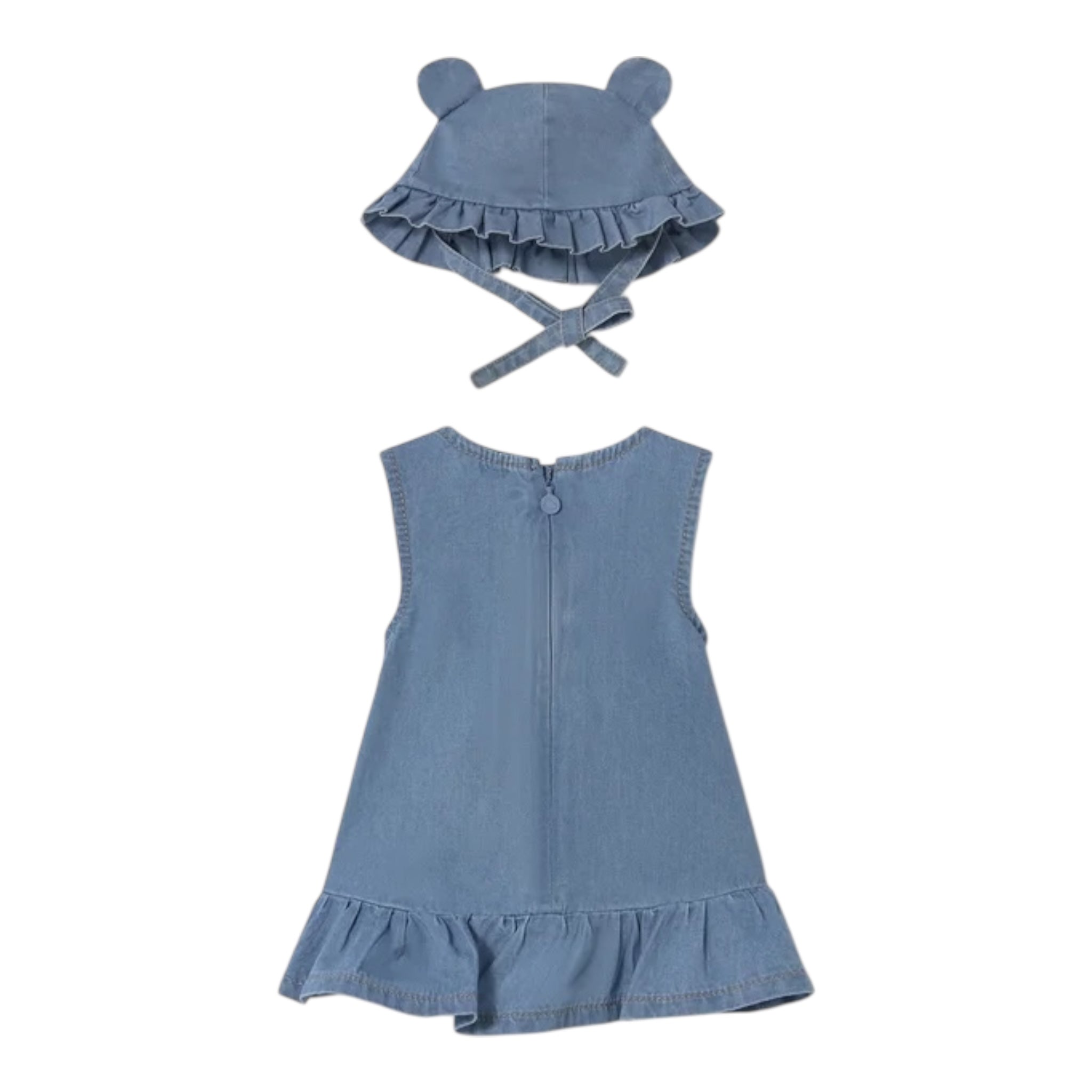 Mayoral Set Abito In Denim-Cappello per Neonata 1871 BLU MAYORAL 