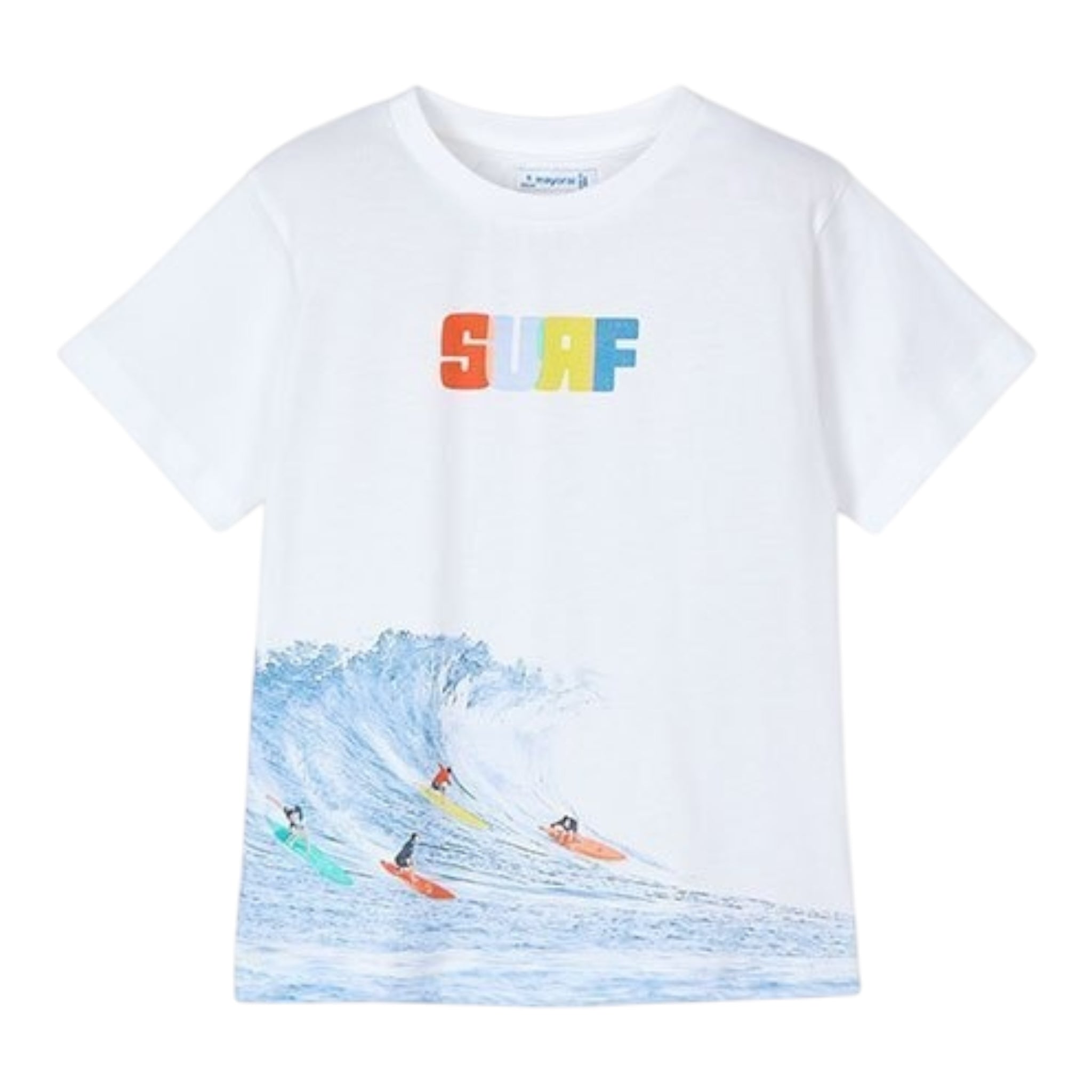Mayoral T-Shirt Girocollo Tinta Unita con Stampa per Bambino 3046 BIANCO MAYORAL 