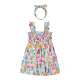 Mayoral Set Abito-Fascia Tinta Unita con Fantasia per Bambina 3939 BIANCO MAYORAL 