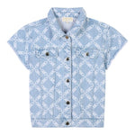 Michael Kors Abito In Denim Tinta Unita con Stampe per Bambina R30290 AZZURRO MICHAEL KORS 