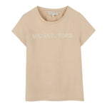 Michael Kors T-Shirt Girocollo Tinta Unita con Stampa per Bambina R30314 BEIGE MICHAEL KORS 