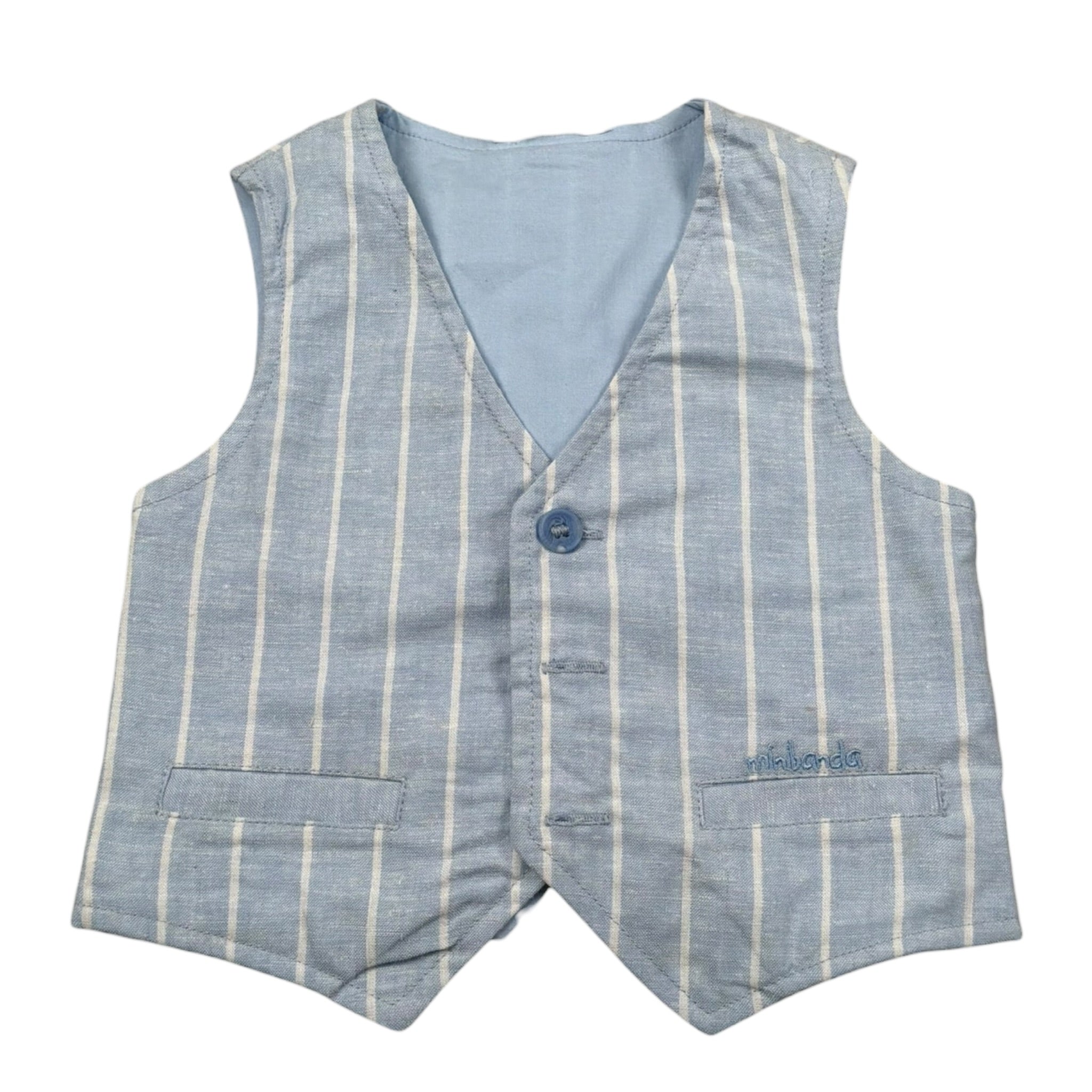 Mini Banda Gilet Tinta Unita per Neonato 38697 AZZURRO MINI BANDA 