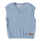 Mini Banda Gilet tinta unita Scollo A V Azzurro per Neonato 3B641X AZZURRO MINI BANDA 