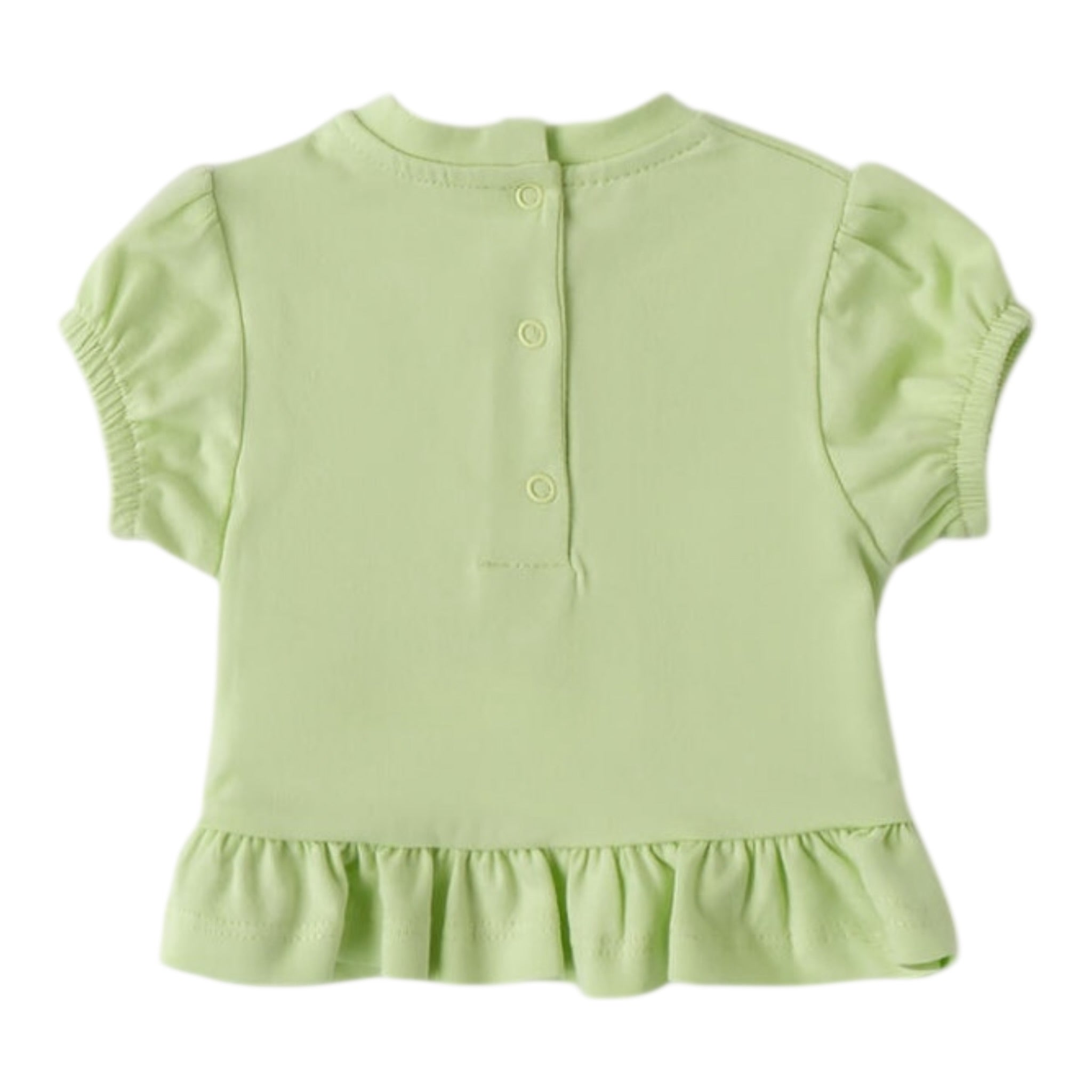 Mini Banda T-Shirt Girocollo Tinta Unita con Stampa per Neonata 3B726 VERDE MINI BANDA 