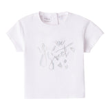 Minibanda T-Shirt Girocollo Tinta Unita con Brillantini per Neonata 0B211 BIANCO MINIBANDA 