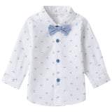 Minibanda Camicia Manica Lunga Tinta Unita con Papillon per Neonato 3B600 BIANCO MINIBANDA 