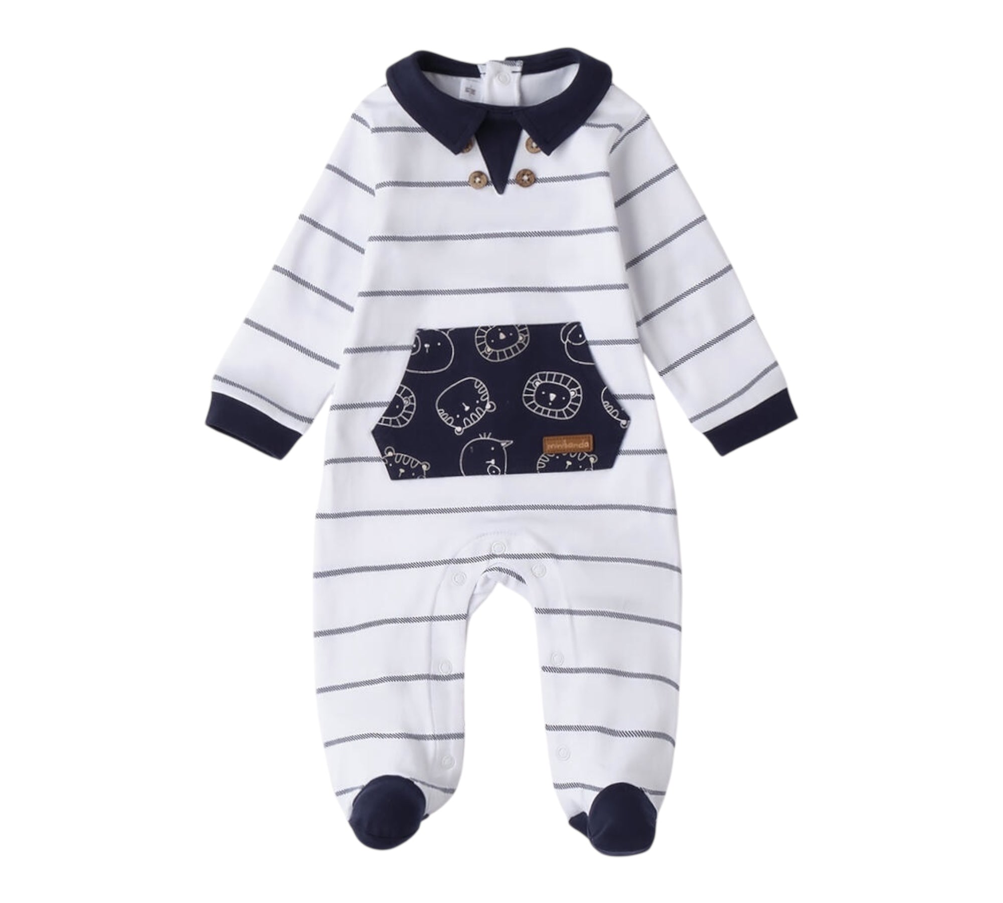 Minibanda Tutina Manica Lunga Tinta Unita con Stampe per Neonato 3B666 BIANCO MINIBANDA 
