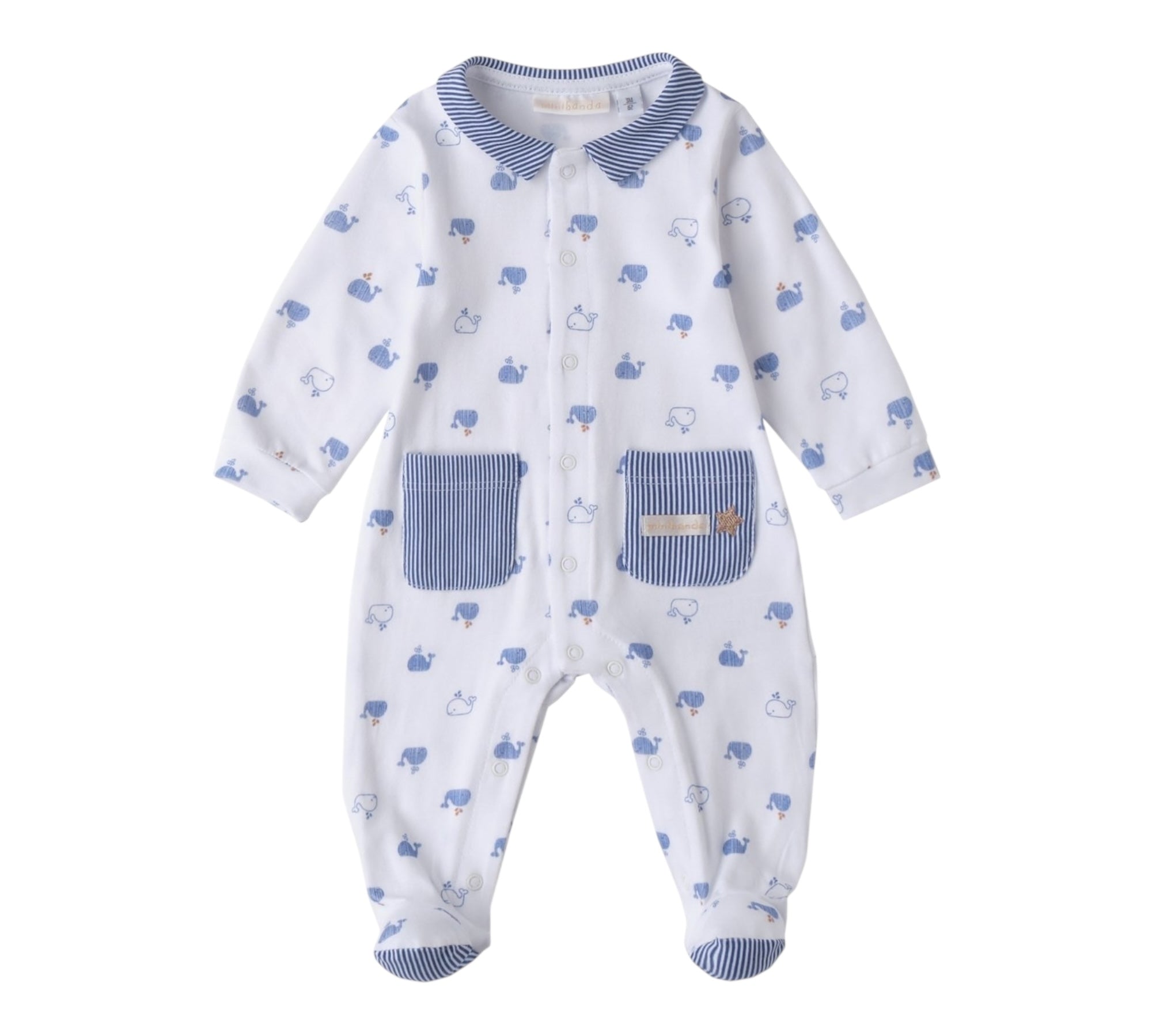 Minibanda Tutina Manica Lunga Tinta Unita con Stampe per Neonato 3B669 BIANCO MINIBANDA 