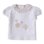 Minibanda T-Shirt Tinta Unita con Colletto E Stampa per Neonata 3B724 BIANCO MINIBANDA 