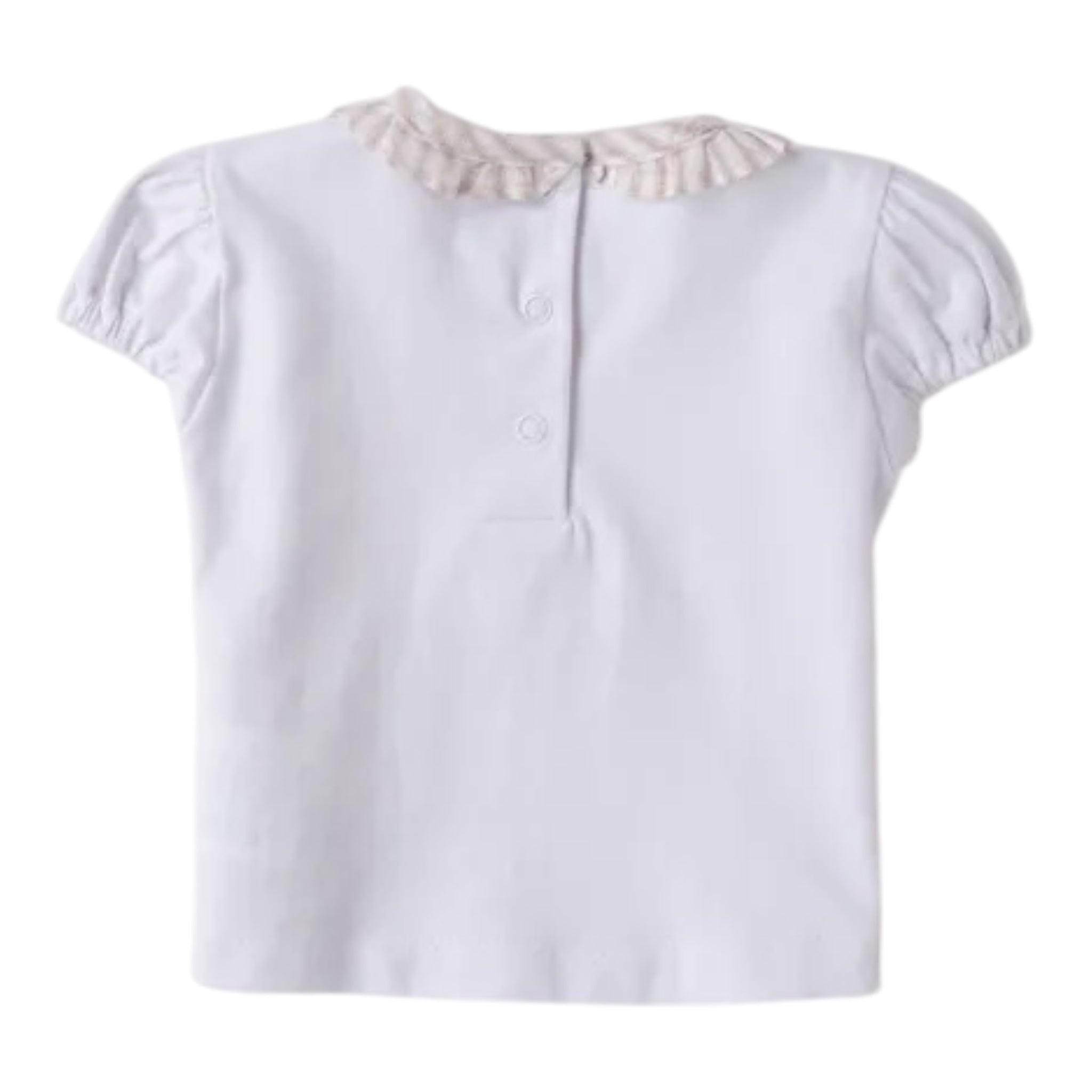 Minibanda T-Shirt Tinta Unita con Colletto E Stampa per Neonata 3B724 BIANCO MINIBANDA 