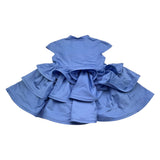 Miss Blumarine Abito Mezza Manica Tnta Unita per Bambina BGAB008 AZZURRO MISS BLUMARINE 