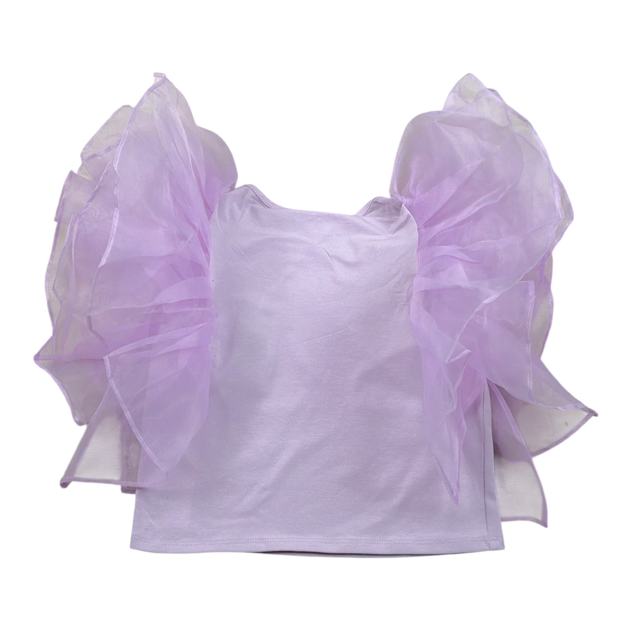 Miss Grant Top tinta unita con Rouches Lilla per Bambina MG1091 LILLA MISS GRANT 