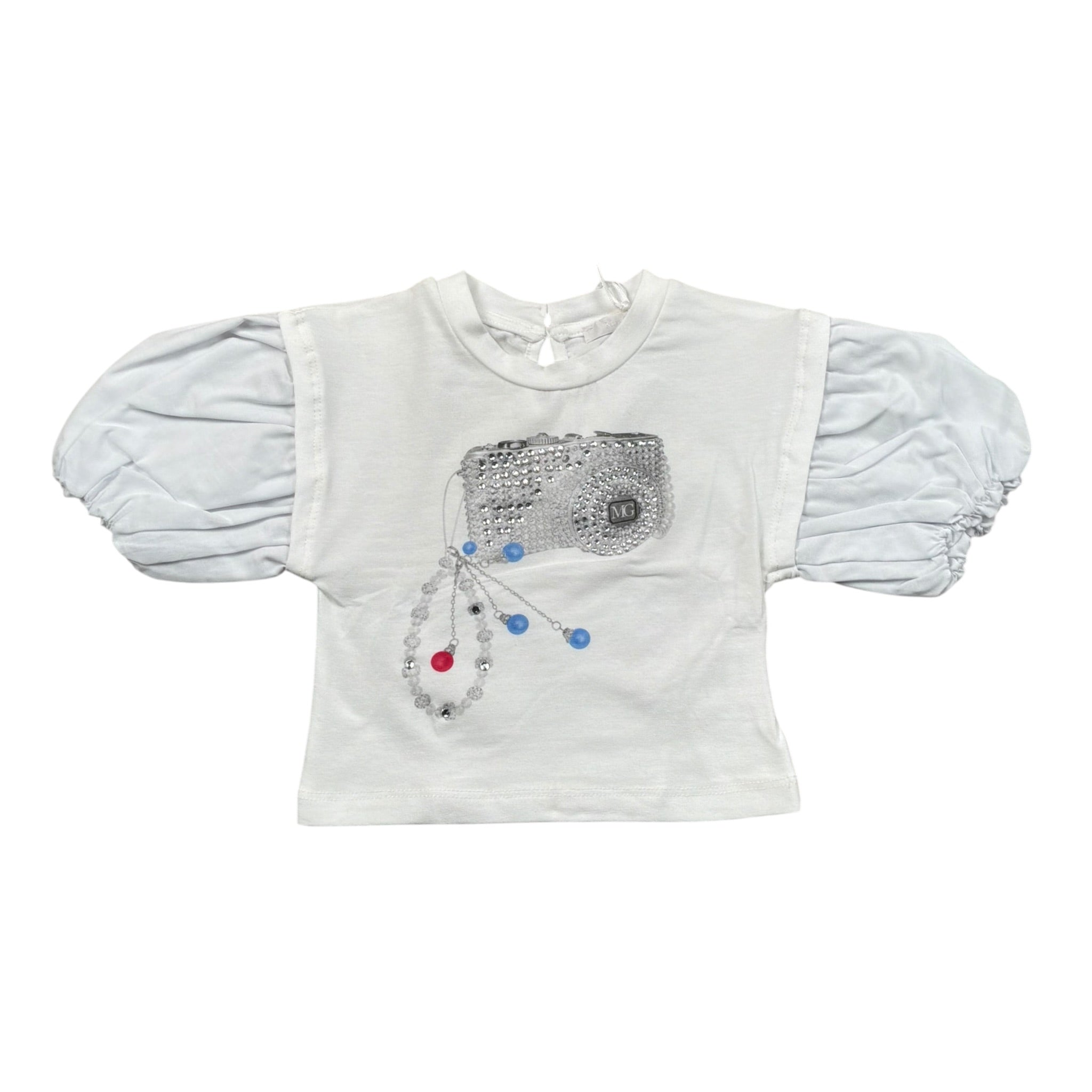 Miss Grant T-Shirt Girocollo tinta unita con Stampa Bianco per Bambina MG1235 BIANCO MISS GRANT 