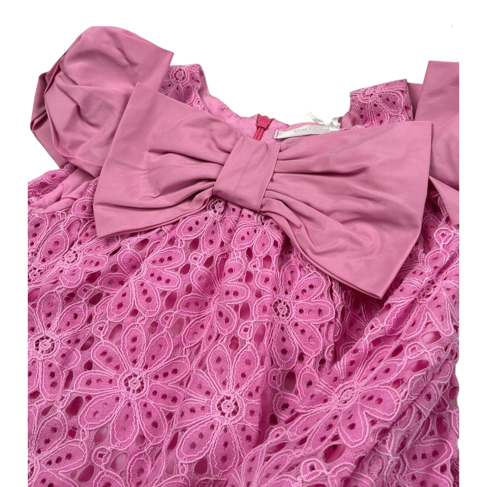 Miss Grant Abito tinta unita Traforato Rosa per Neonata MG1268 ROSA MISS GRANT 