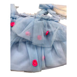 Miss Grant Top Giromanica Tinta Unita In Tulle con Applicazioni per Neonata MG1295 AZZURRO MISS GRANT 